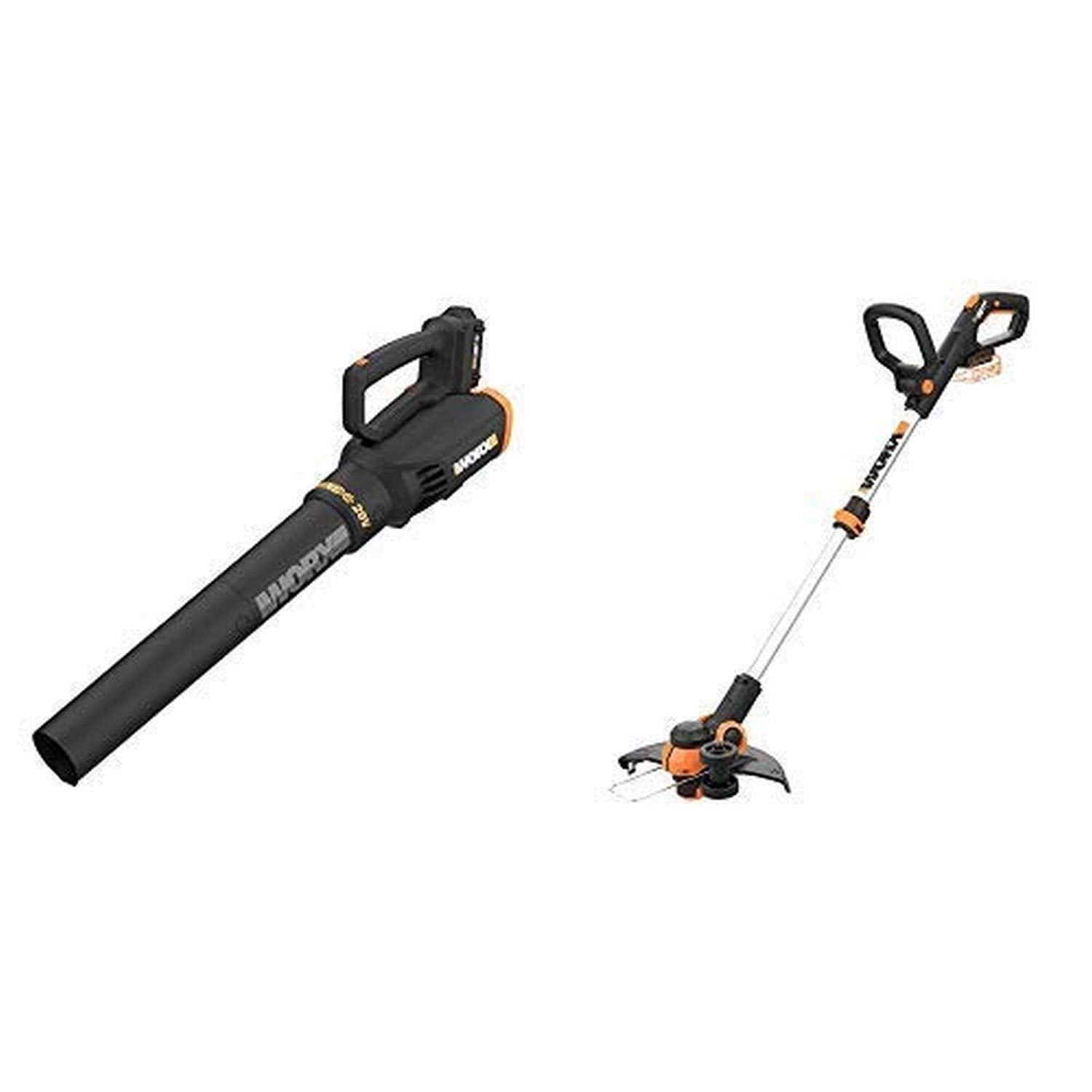 WORX WG547 20V (2.0Ah) Power Share Cordless Turbine Blower, 2-Speed, Battery and Charger Included with WG163.9 20V Cordless Grass Trimmer/Edger with Command Feed,Battery and Charger Sold Separately