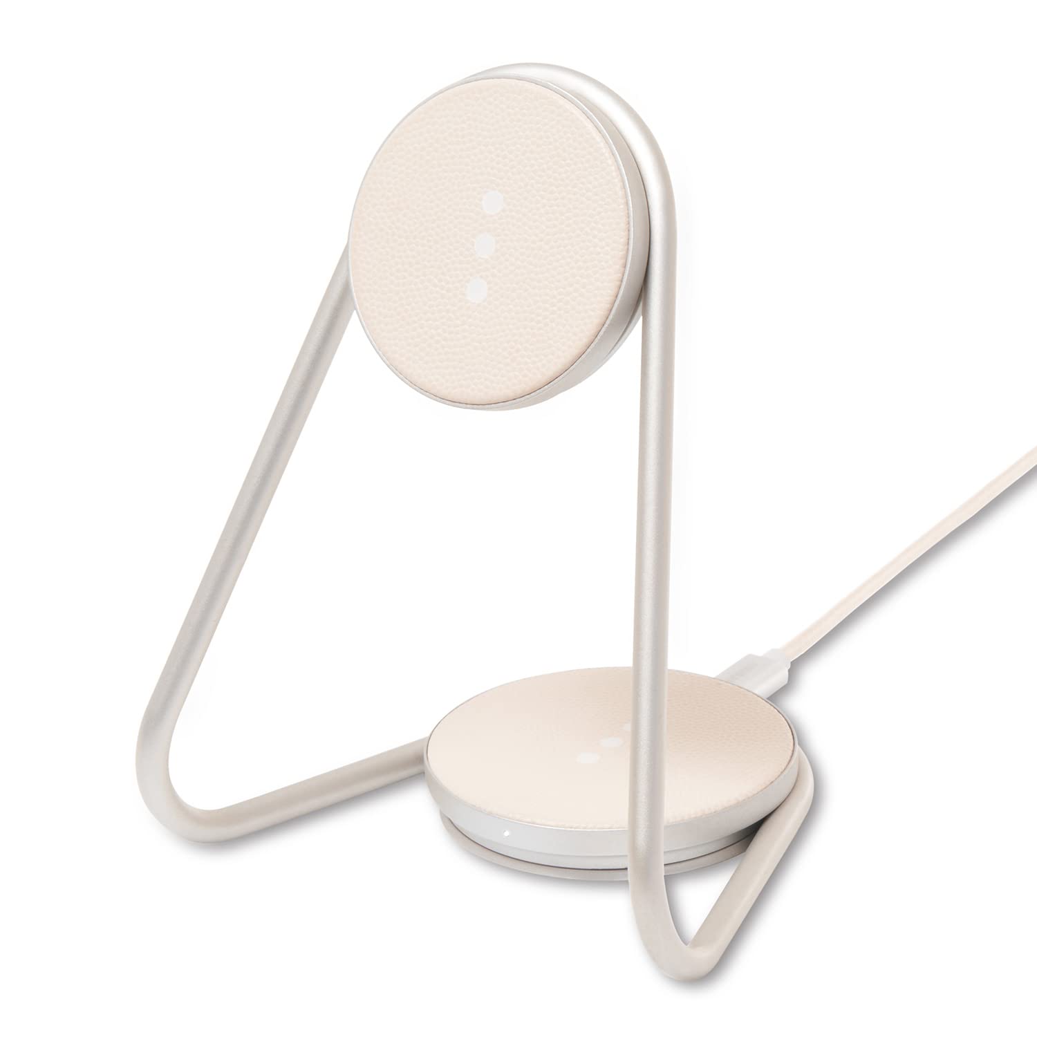 Courant MAG:2 Classics Wireless Charging Stand - Italian Leather, 2 in 1 Multi-Device Charger - Magnetic Stand for MagSafe iPhones 16, 15, 14, 13, 12 with Charging Base for AirPod Cases, (Bone)