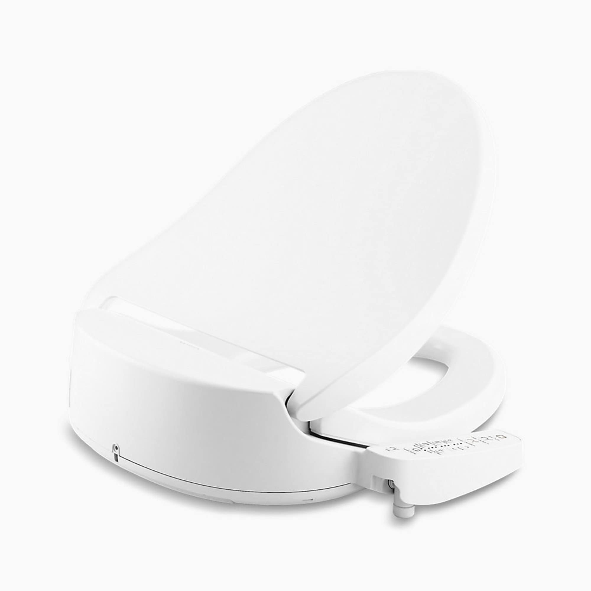 KOHLER Purewash E580 Round Bidet Toilet Seat, White, Quiet-Close Lid Prevents Slamming, Self-Cleaning Wand, Adjustable Water Pressure with Multiple Cleansing Options