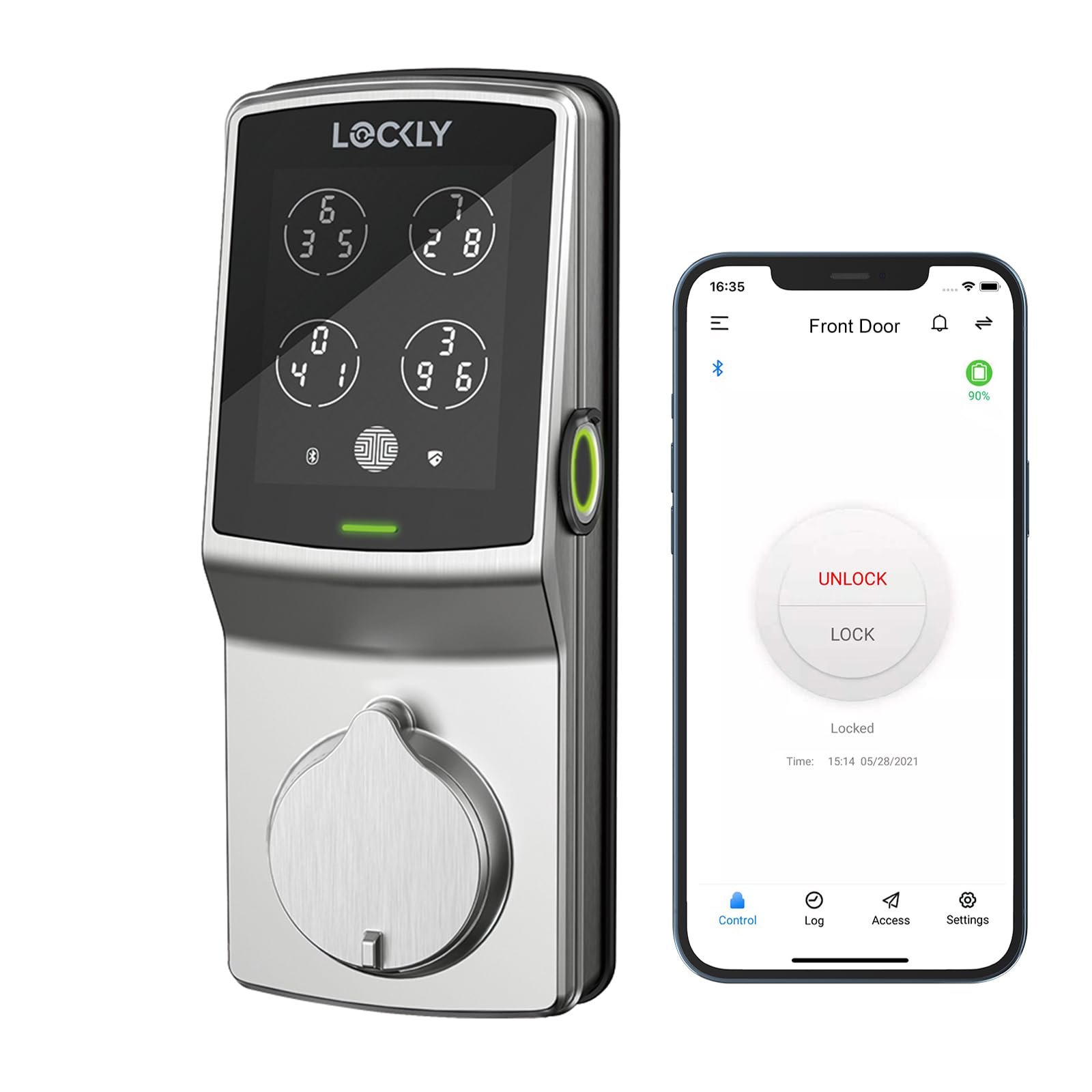 Lockly Secure Pro Bluetooth Smart Door Lock, Keyless Entry with PIN Genie® Digital Keypad, 3D Biometric Fingerprint Sensor Front Door Lock Deadbolt, Voice Control & Auto Lock - Deadbolt Edition