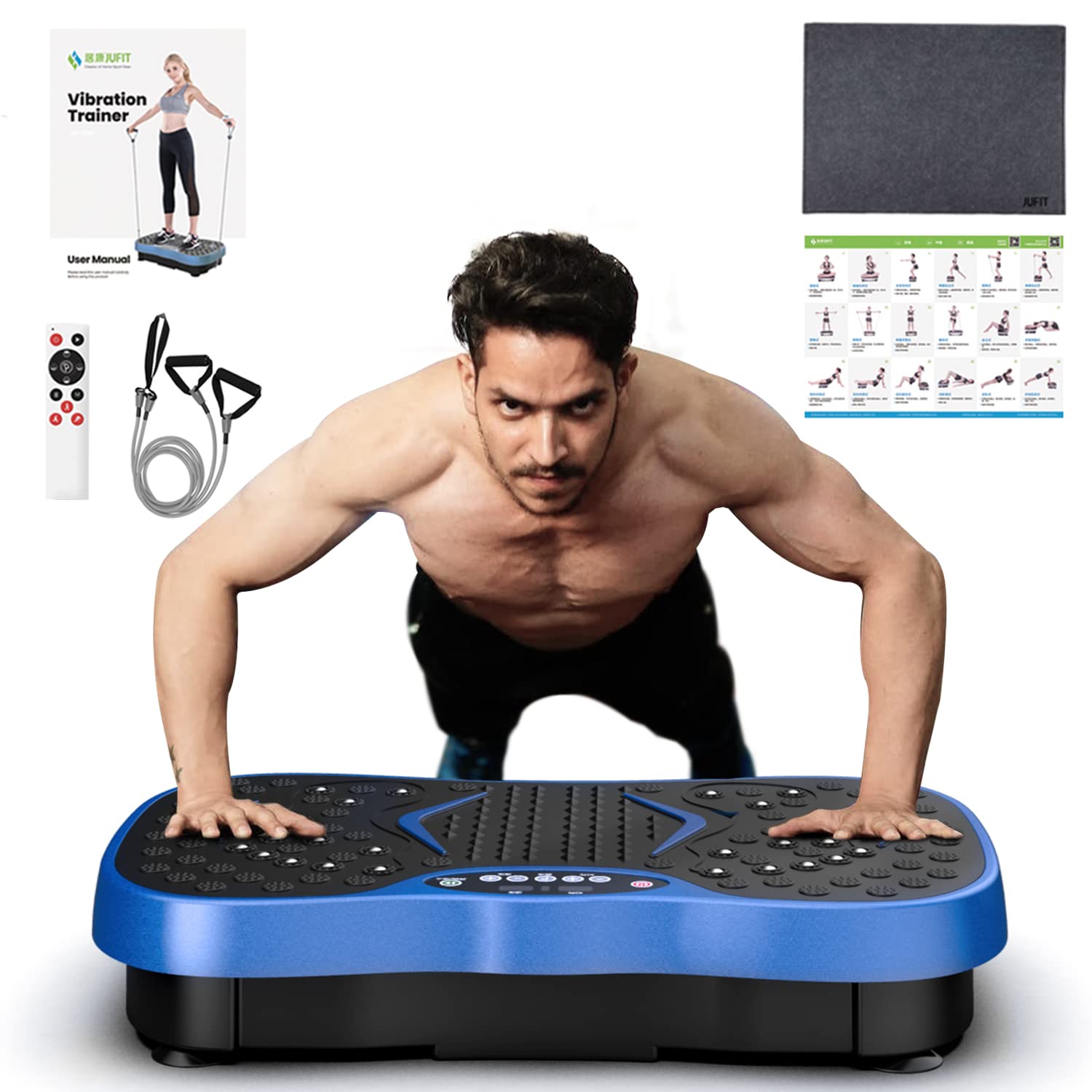 JUFIT Fitness Vibration Plate Exercise Equipment Whole Body Shape Exercise Machine Vibration Platform Fit Massage Workout Trainer,Max User Weight 330lbs