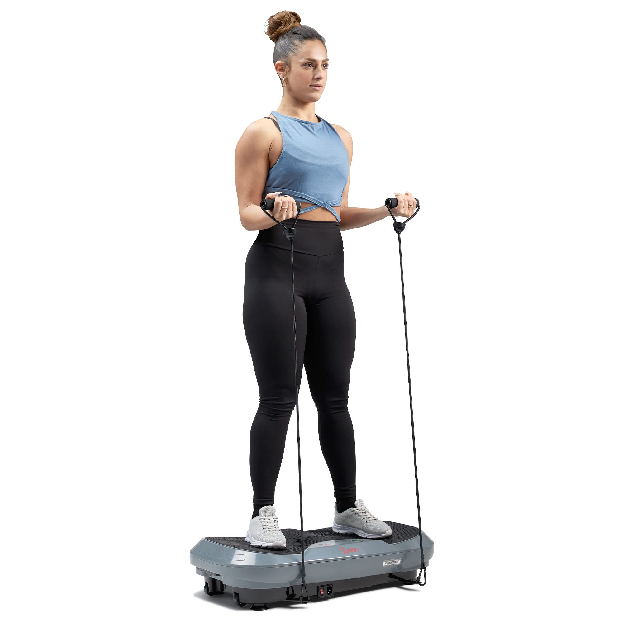 Sunny Health & Fitness 3D Vibration Plate Exercise Platform with Dual Resistance Bands - Total Body Shaker Machine with 16 Speed Settings and 3 Vibration Modes – SF-VP822057