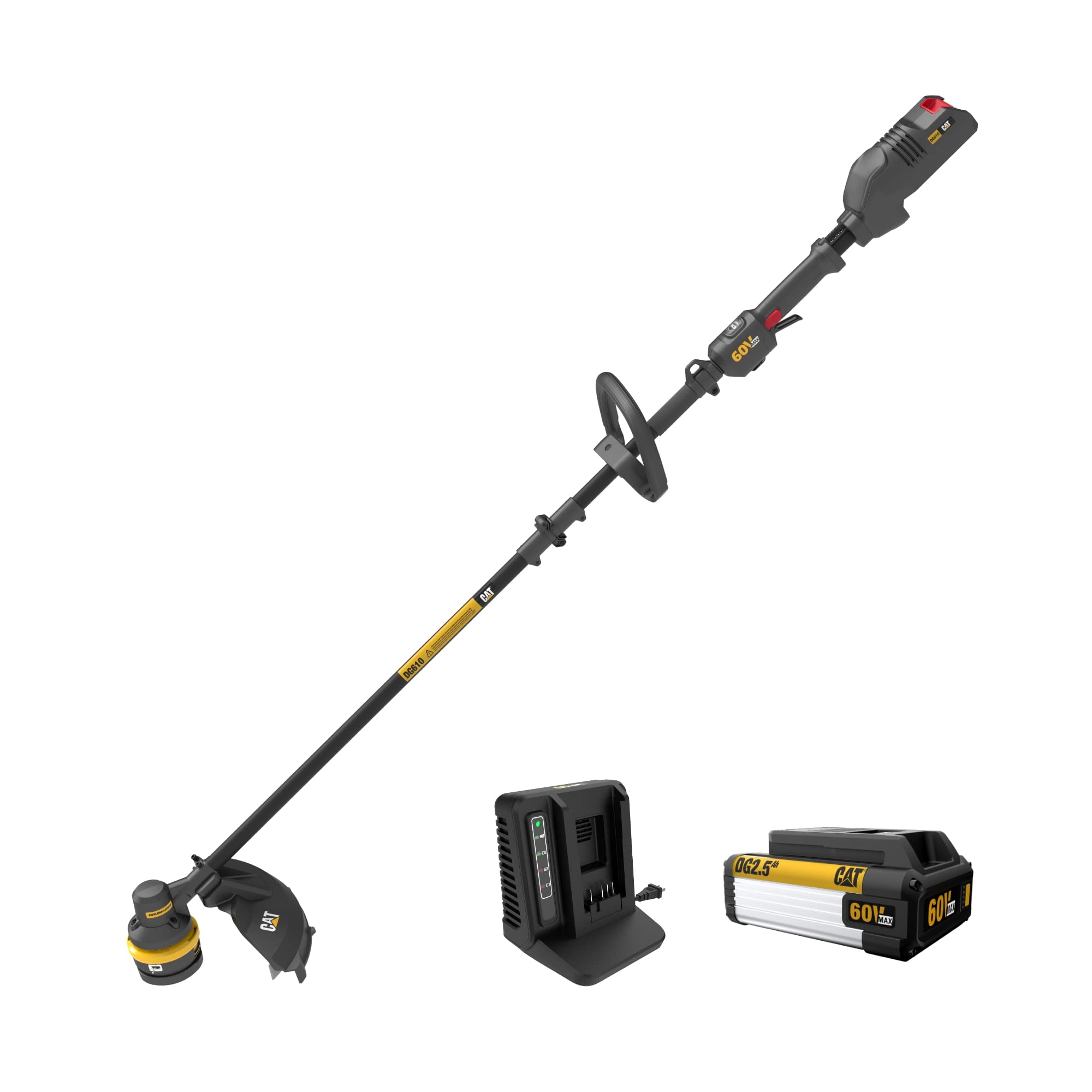 Cat DG610 60V 15” Brushless String Trimmer Cordless with Dual Line Bump Feed Head, Edger with Quick Line Load, Weed Trimmer with ECO Mode for Extended Runtime – Battery & Charger Included