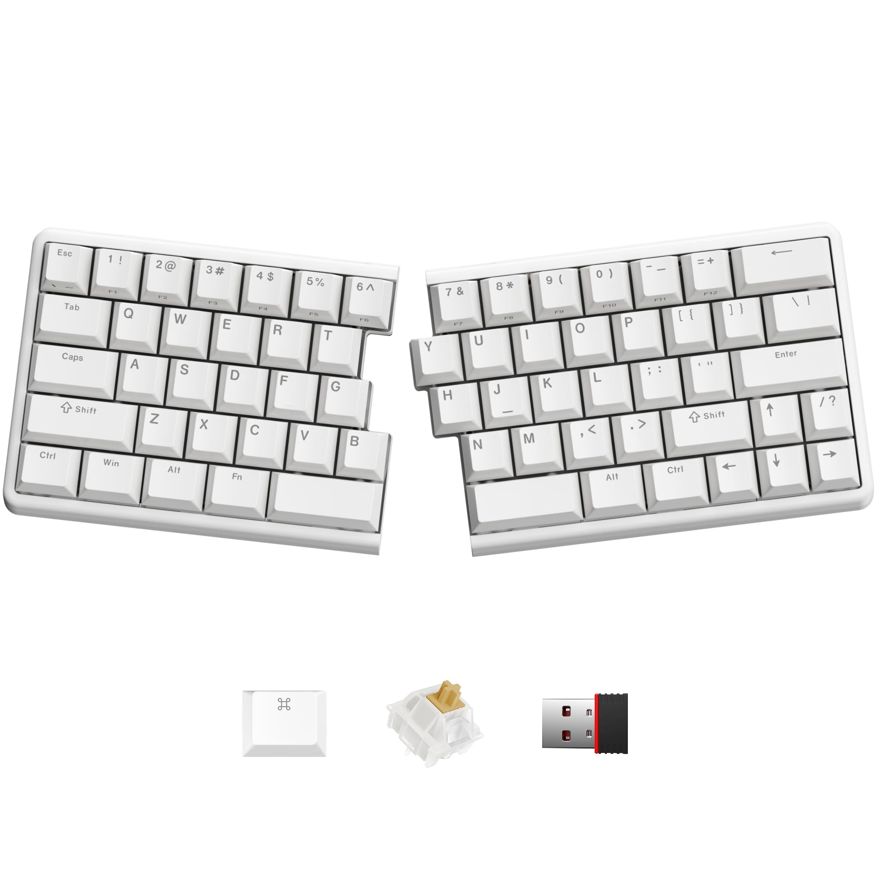 NocFree Wireless Ergonomic Split Mechanical Keyboard - Tactile, Hot-Swappable, Compact 60% Layout, Programmable for Mac & Windows, PBT Keycaps(Standard Version)