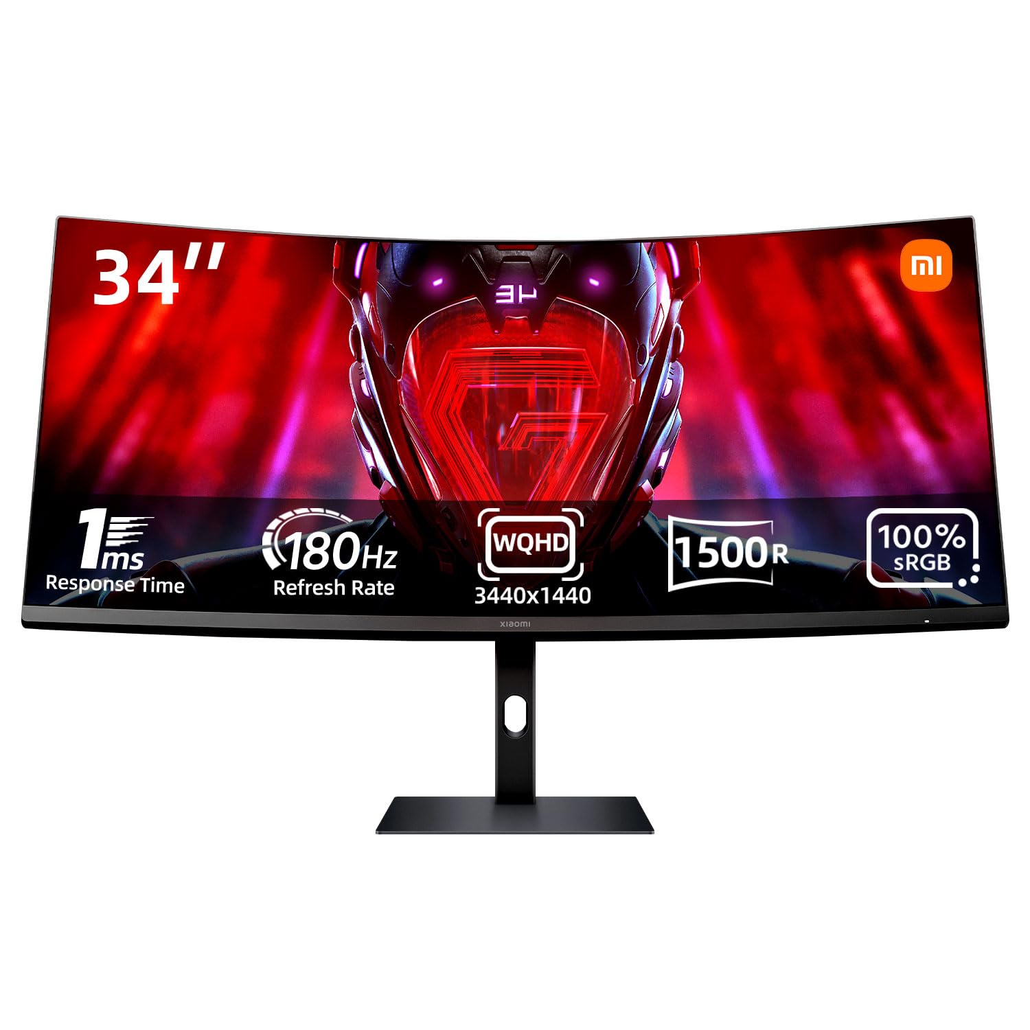 Xiaomi Curved Gaming Monitor 34-inch 180Hz High Reshed Rate 1ms Fast FreeSync Premium Professional Calibration 95% DCI-P3 100% sRGB* Low Blue Light Computer Screen Monitor Desktop Monitor