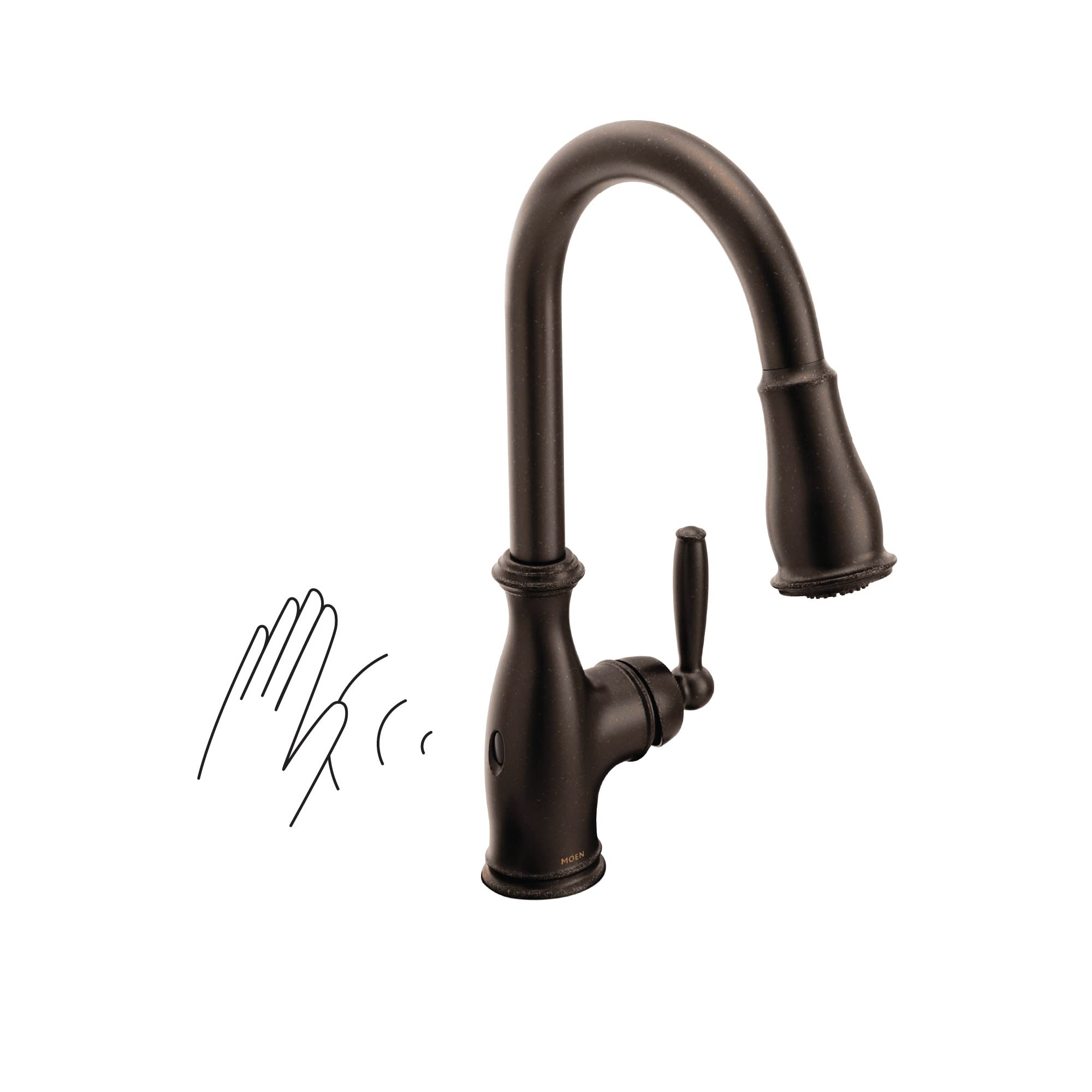 Moen Brantford Oil Rubbed Bronze Motionsense Wave Touchless One-Handle Pulldown Kitchen Faucet wit Sprayer Featuring Reflex Docking System, 7185EWORB