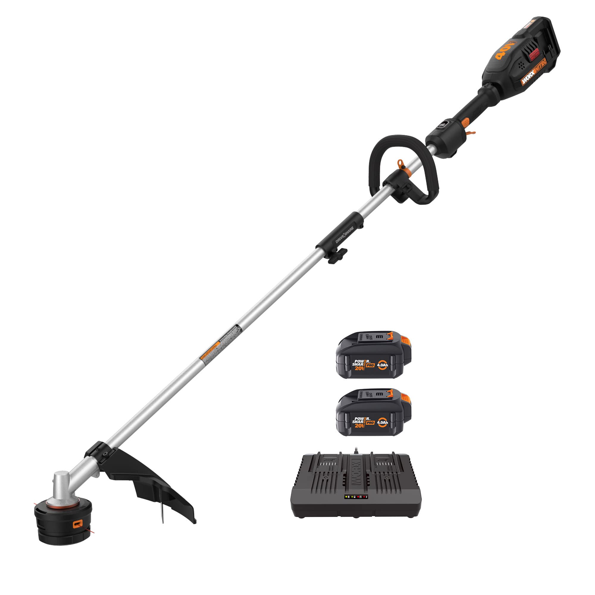 Worx Nitro WG186 40V Power Share PRO Attachment-Capable Driveshare 15" Cordless String Trimmer (Batteries & Charger Included)