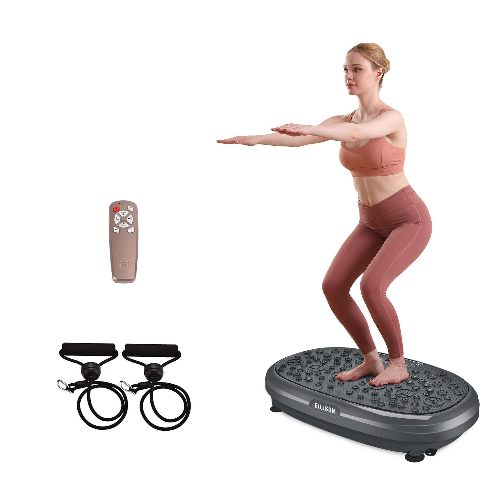 EILISON FitMax 3D XL Vibration Plate Exercise Machine - Whole Body Workout Vibration Fitness Platform w/Loop Bands-Home Workout for Lymphatic Drainage Machine for Weight Loss,Shaping,Wellness,Recovery