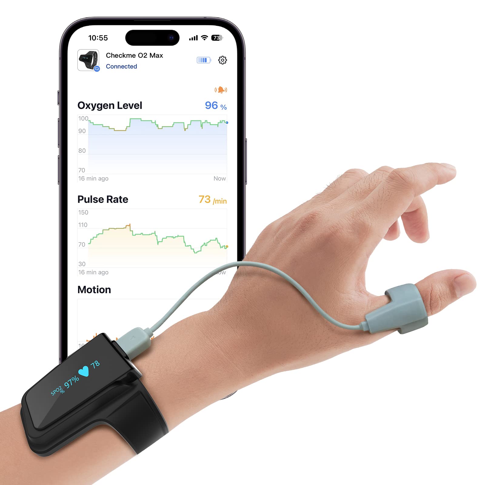 Wearpulse Continuous Wrist Pulse Oximeter, Blood Oxygen Saturation Monitor with Smart reminder, Bluetooth, 72 Hours Endurance Tracking SpO2 and Pulse Rate, Checkme O2 Max with PC Software & APP