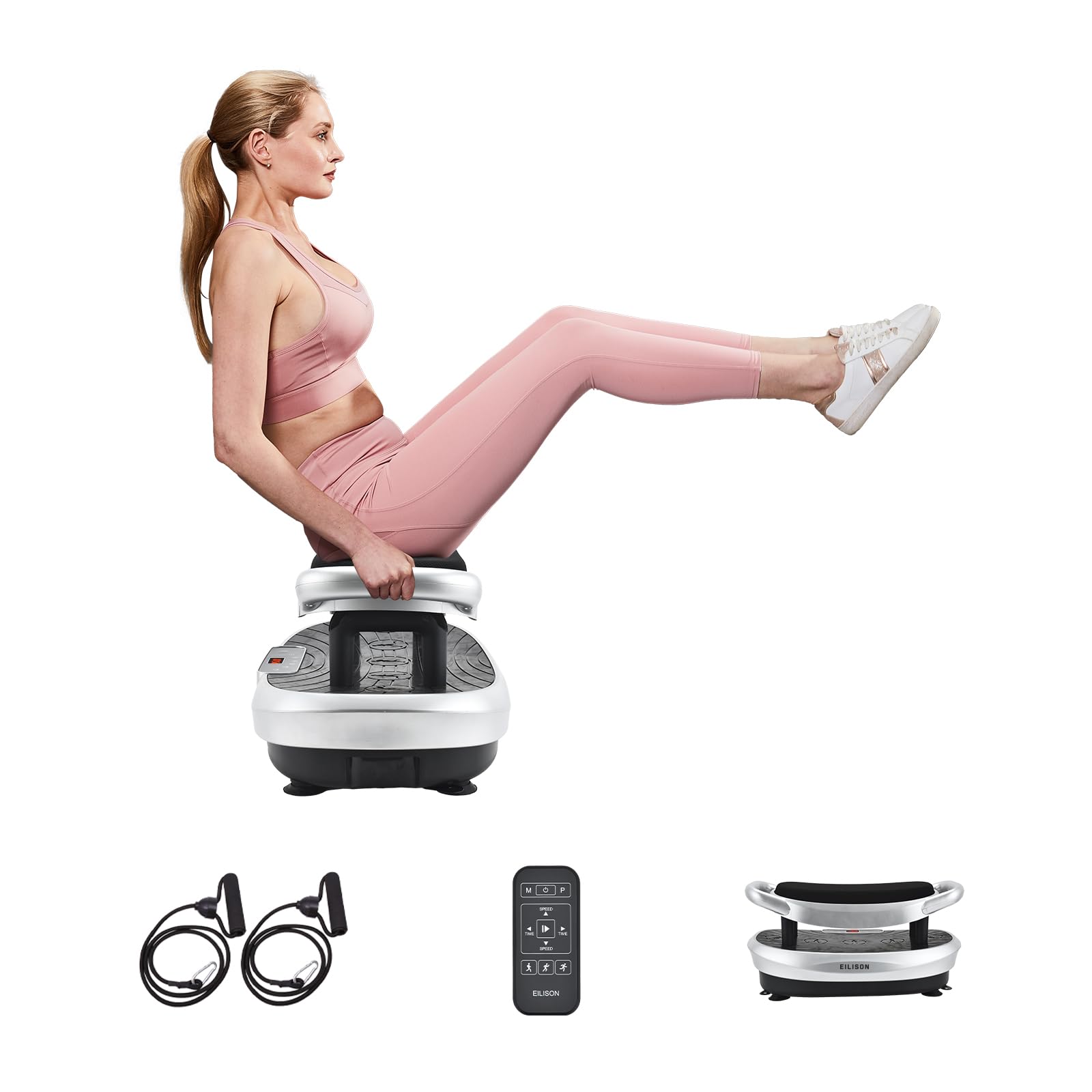 EILISON FITABS 3D Vibration Plate Exercise Machine - Ocsillation, Pulsation + 3D Motion Vibration Platform | Whole Body Viberation Machine for Lymphatic Drainage, Weight Loss, Recovery (Fitabs Silver)