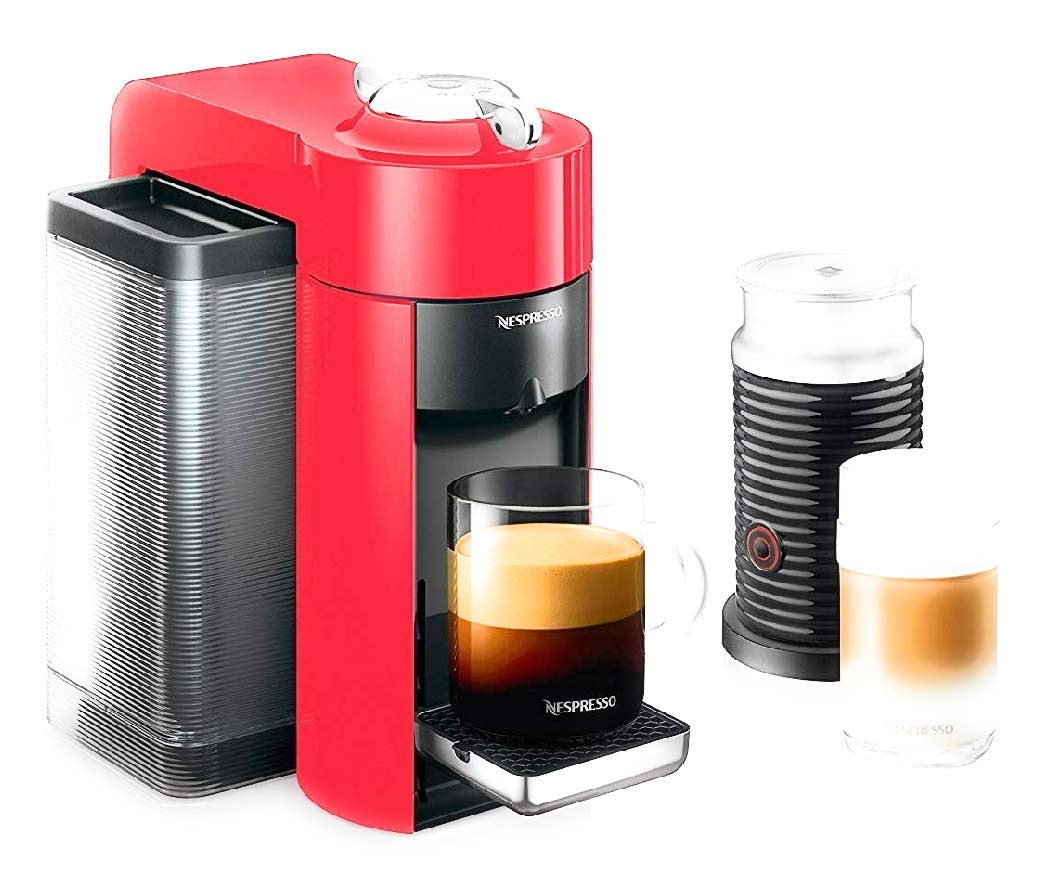 Nespresso Vertuo Coffee and Espresso Machine by De'Longhi with Milk Frother,1100 ml, Shiny Red