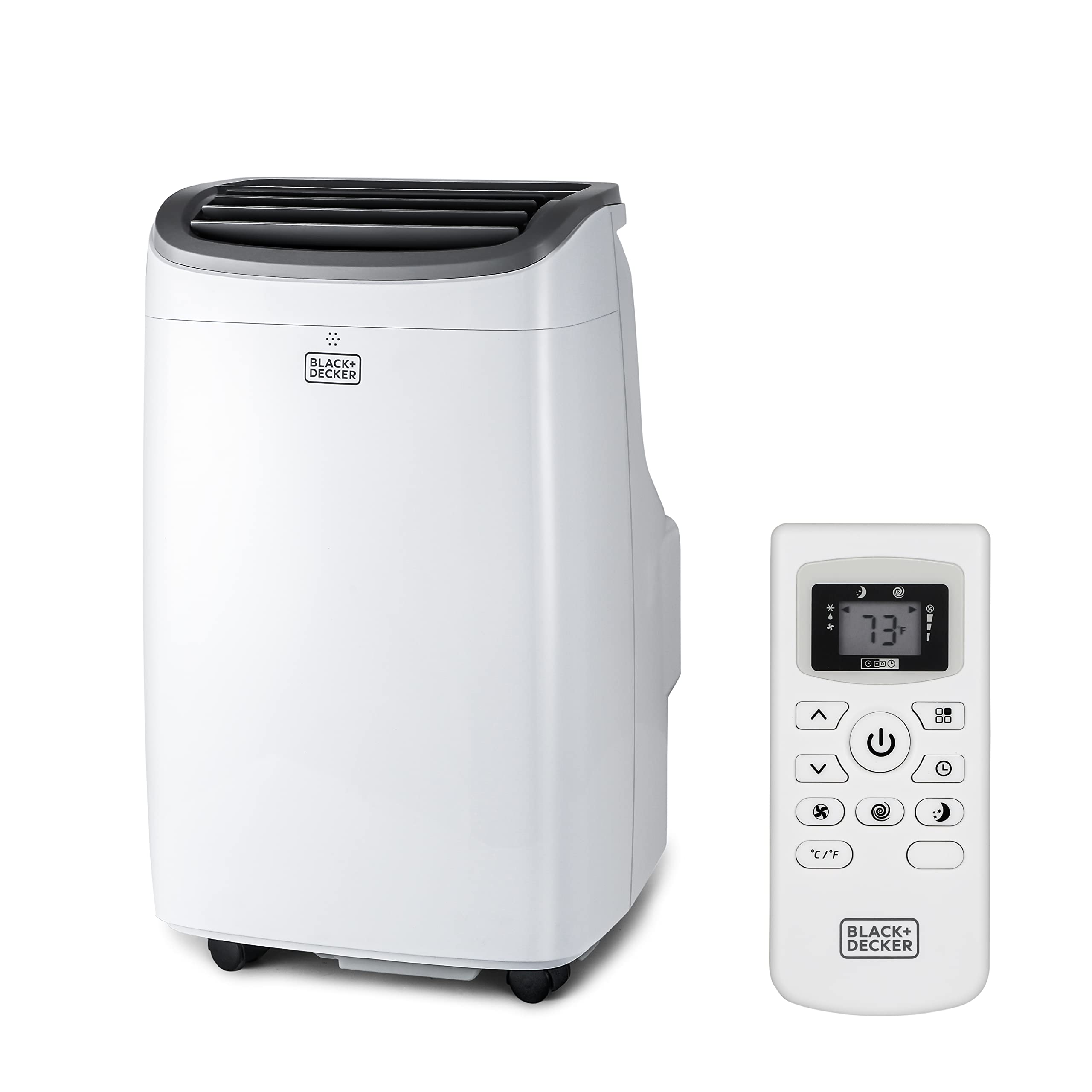 BLACK+DECKER Portable Air Conditioner, 10,000 BTU ASHRAE 128 (6,300 BTU DOE) for Rooms up to 450 Sq. Ft., Portable AC with Follow Me Remote Control and Window Kit, BPACT10WT, White