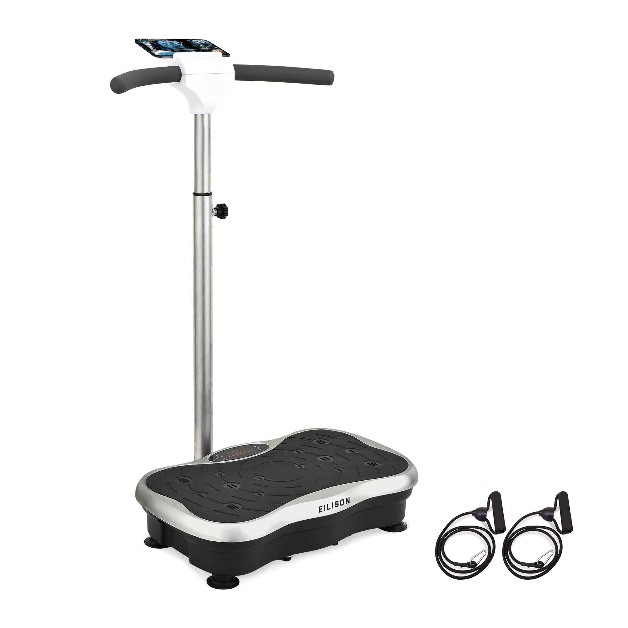 EILISON FIRMHOLD Handle Vibration Plate Exercise Machine for Lymphatic Drainage- Full Body Workout Vibration Platform for Weight Loss, 350lbs Vibration Plate for Beginners & Recovery (Handle Silver)