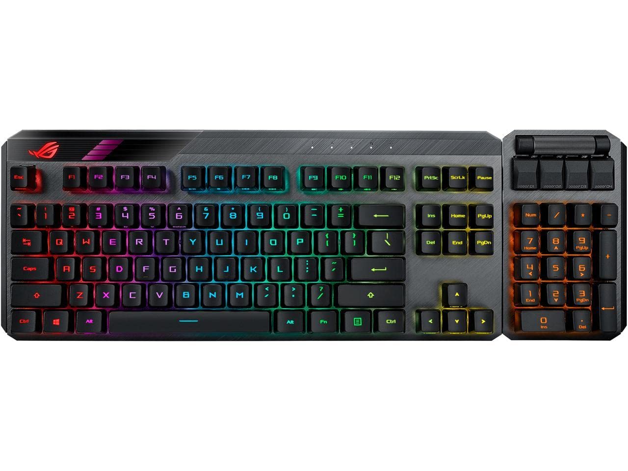 ASUS ROG Claymore II Wireless Modular Gaming Mechanical Keyboard (ROG RX Switches, detachable numpad & wrist rest for TKL 80%/100%, Aura Sync, media controls, fast charge, USB 2.0 Passthrough)-Black