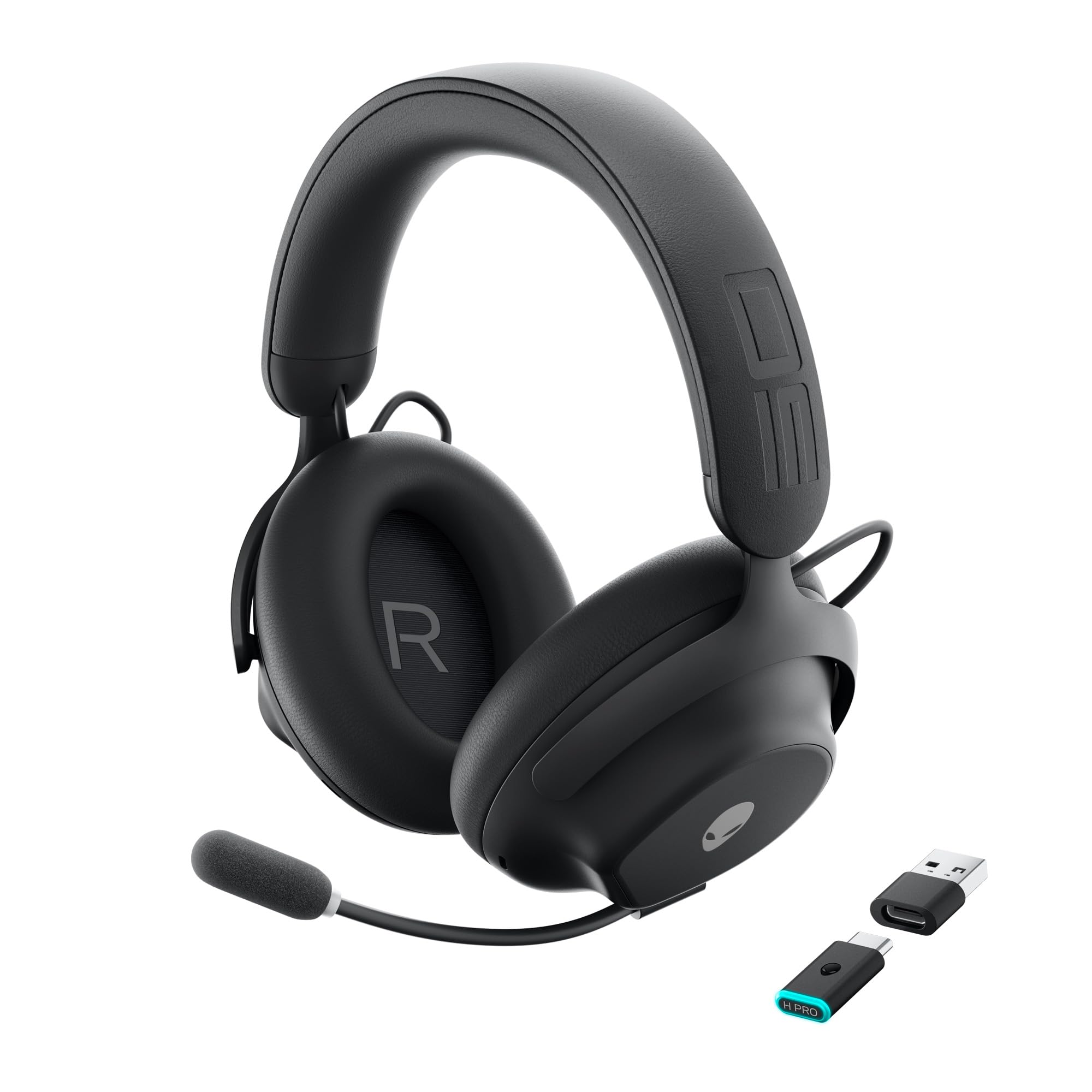 Alienware Pro Wireless Gaming Headset - Wired/Wireless, Bluetooth 5.3, 15 Minute Fast Charging, Audio Output 20 Hz, Battery Talk Time (ANC on) Up to 24 Hrs (Bluetooth), Dark Side of The Moon