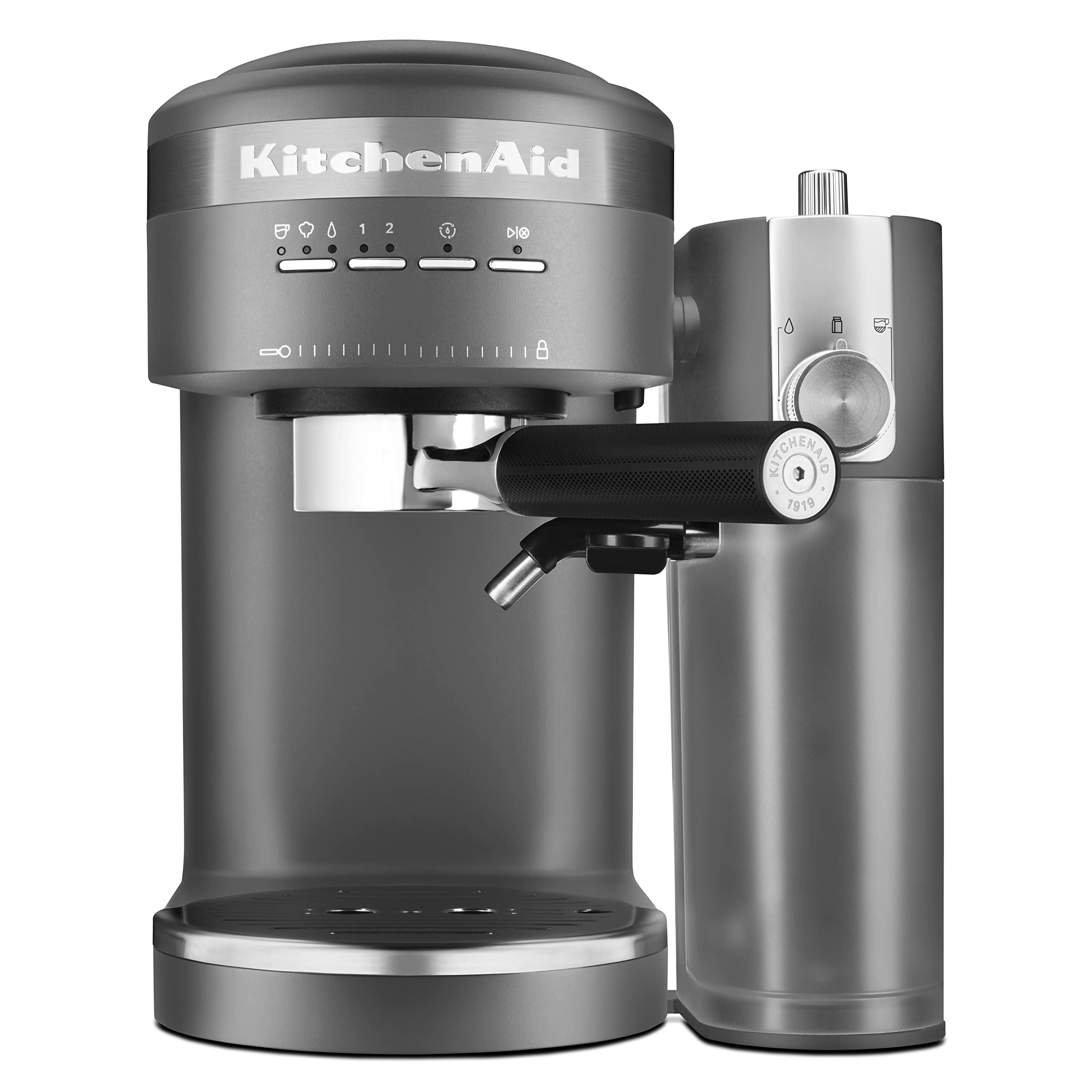 KitchenAid Semi-Automatic Espresso Machine and Automatic Milk Frother Attachment - KES6404, Charcoal Grey