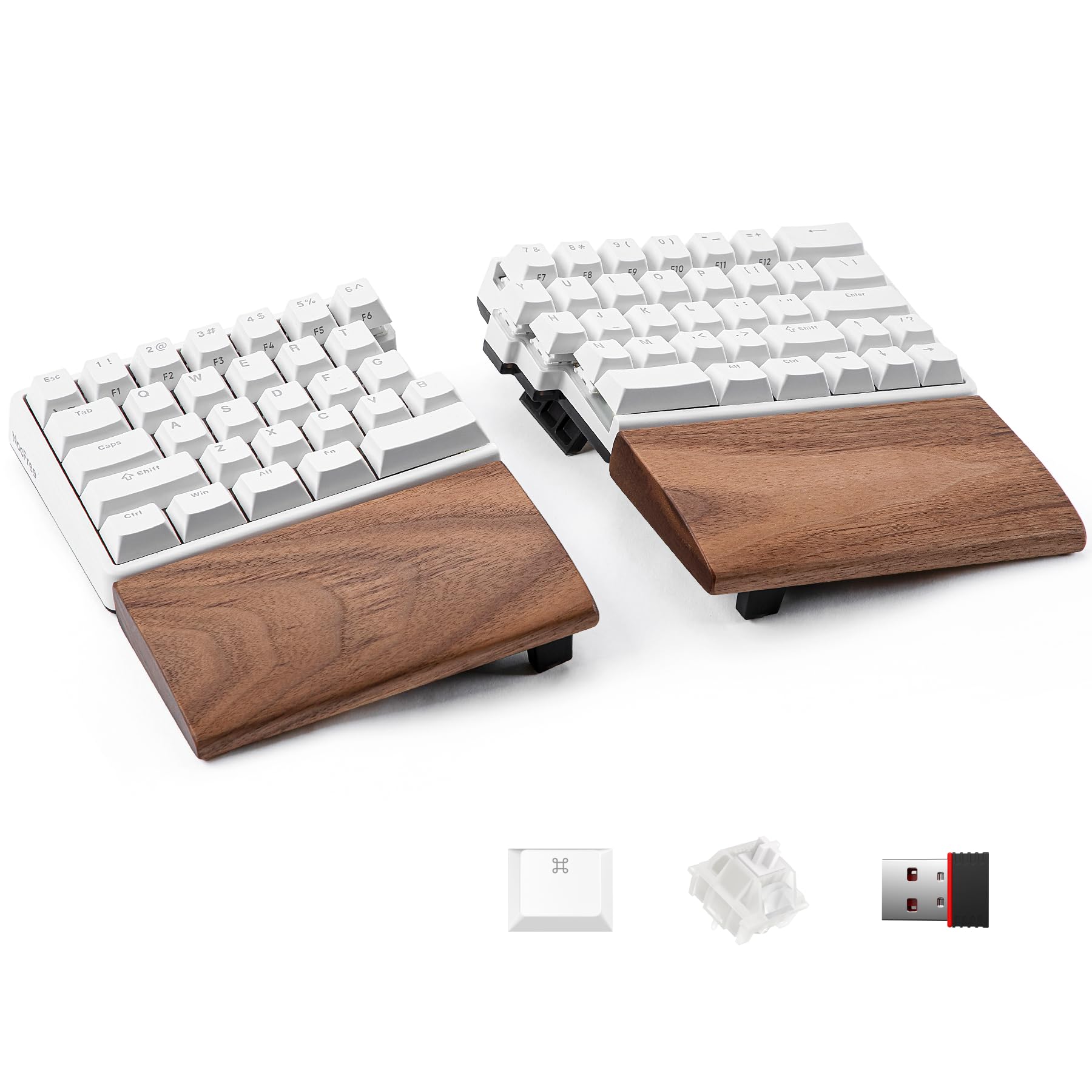 NocFree Wireless Ergonomic Split Mechanical Keyboard with Wrist Rest- Linear, RGB, Hot-Swappable, Compact 60% Layout, Foam Palm Rest, Programmable for Mac & Windows, PBT Keycaps
