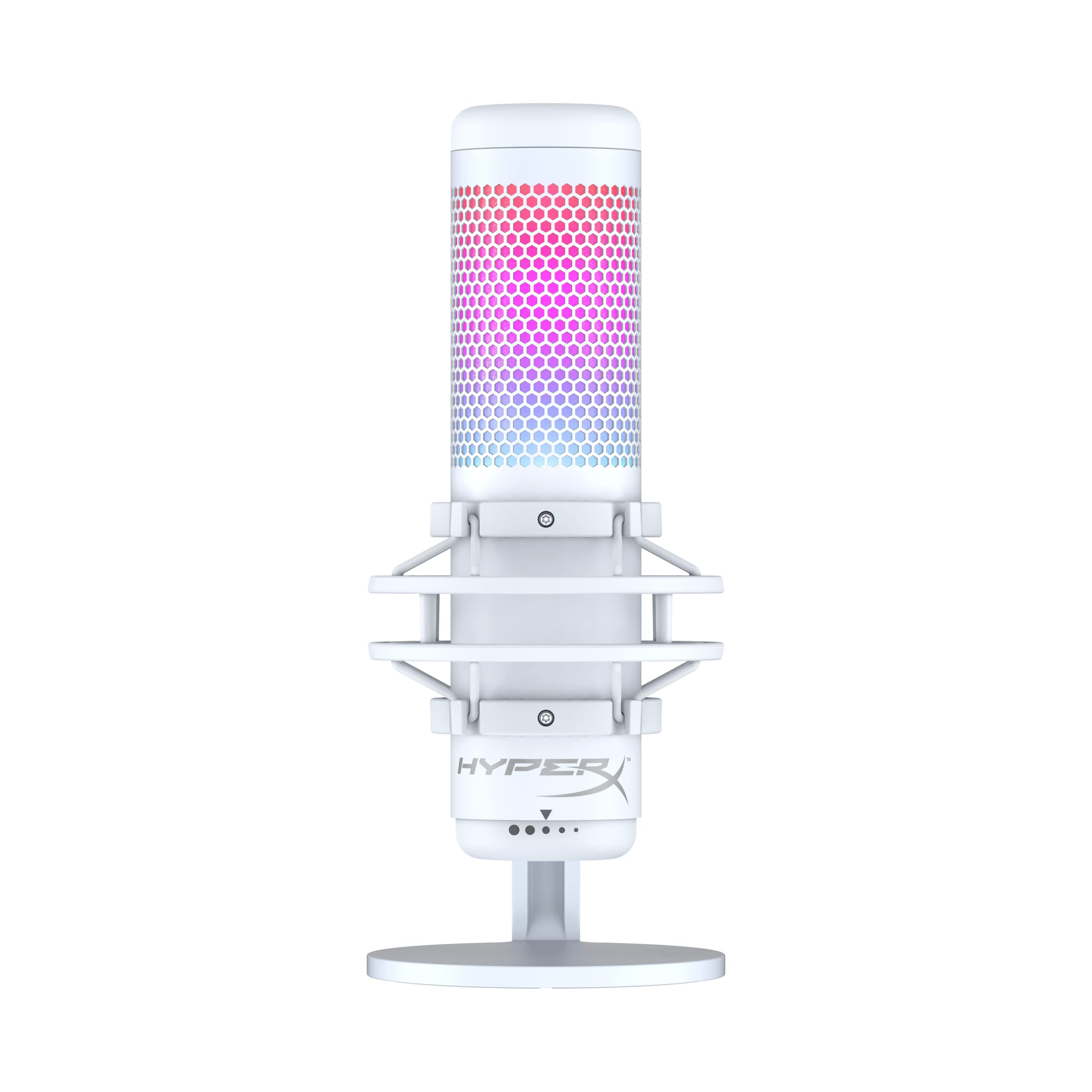 HyperX QuadCast S – RGB USB Condenser Microphone for PC, PS5, Mac, Anti-Vibration Shock Mount, 4 Polar Patterns, Pop Filter, Gain Control, Gaming, Streaming, Podcasts, Twitch, YouTube, Discord – White