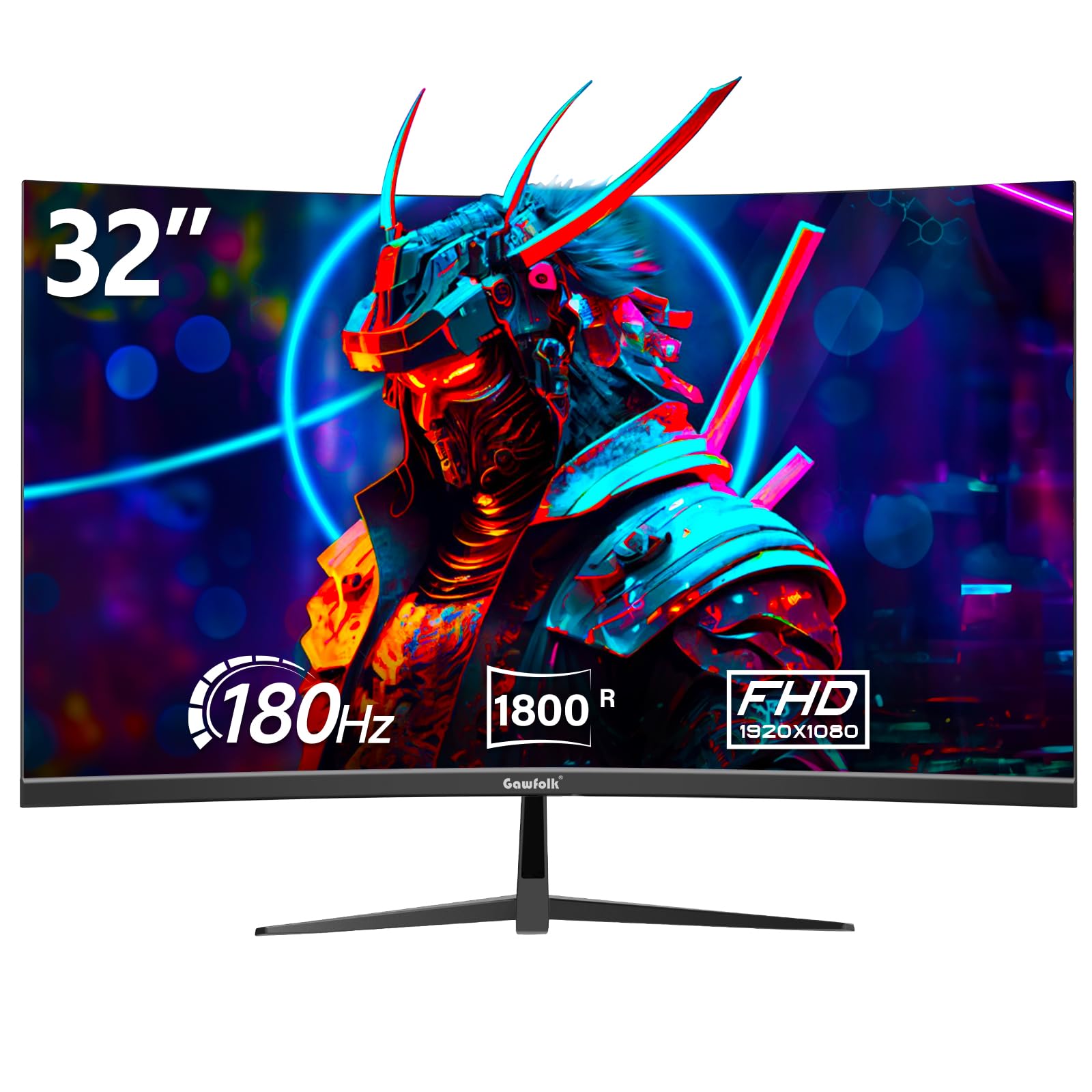 Gawfolk 32 inch Gaming Monitor 1800R Curved Computer Monitors 165HZ / 180HZ PC Monitors VA Screen for Home, Office and Dormitory, FHD 1080P Computer Monitor Support HDMI & DP