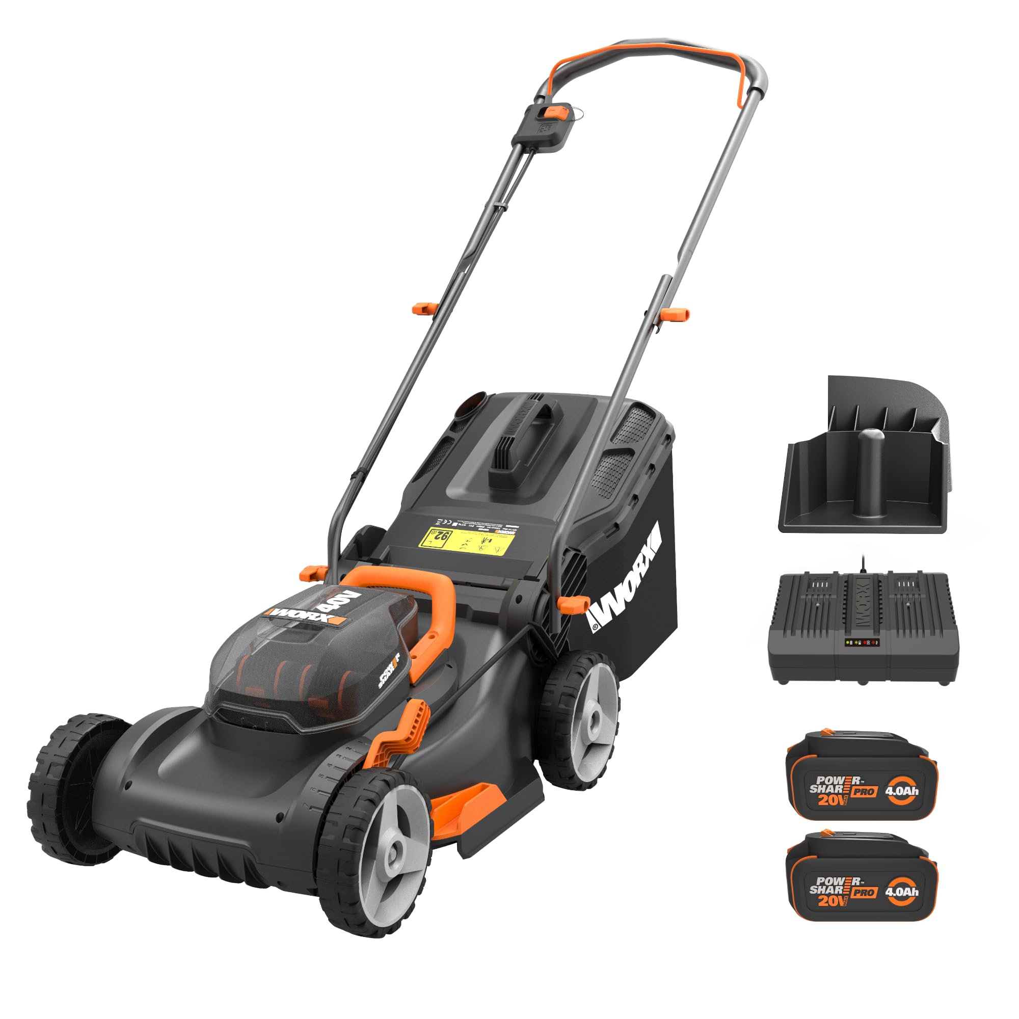 WORX 40V 17" Cordless Lawn Mower for Small Yards, 2-in-1 Electric Mower Cuts Quiet, Compact & Lightweight Push Lawn Mower with 7-Position Height Adjustment – 2 Batteries & Charger Included