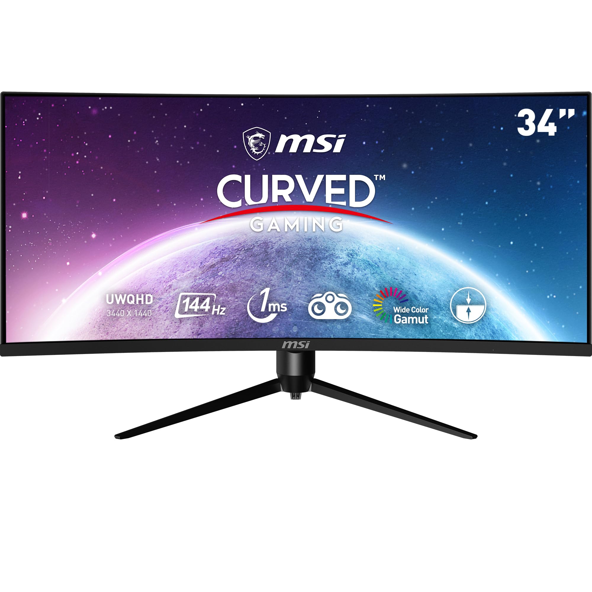 MSI MAG342CQPV, 34" Gaming Monitor, 3440 x 1440 (UWQHD), VA, 100Hz, FreeSync, HDR Ready HDMI, Displayport, Tilt, Swivel, Height Adjustable,Pivot