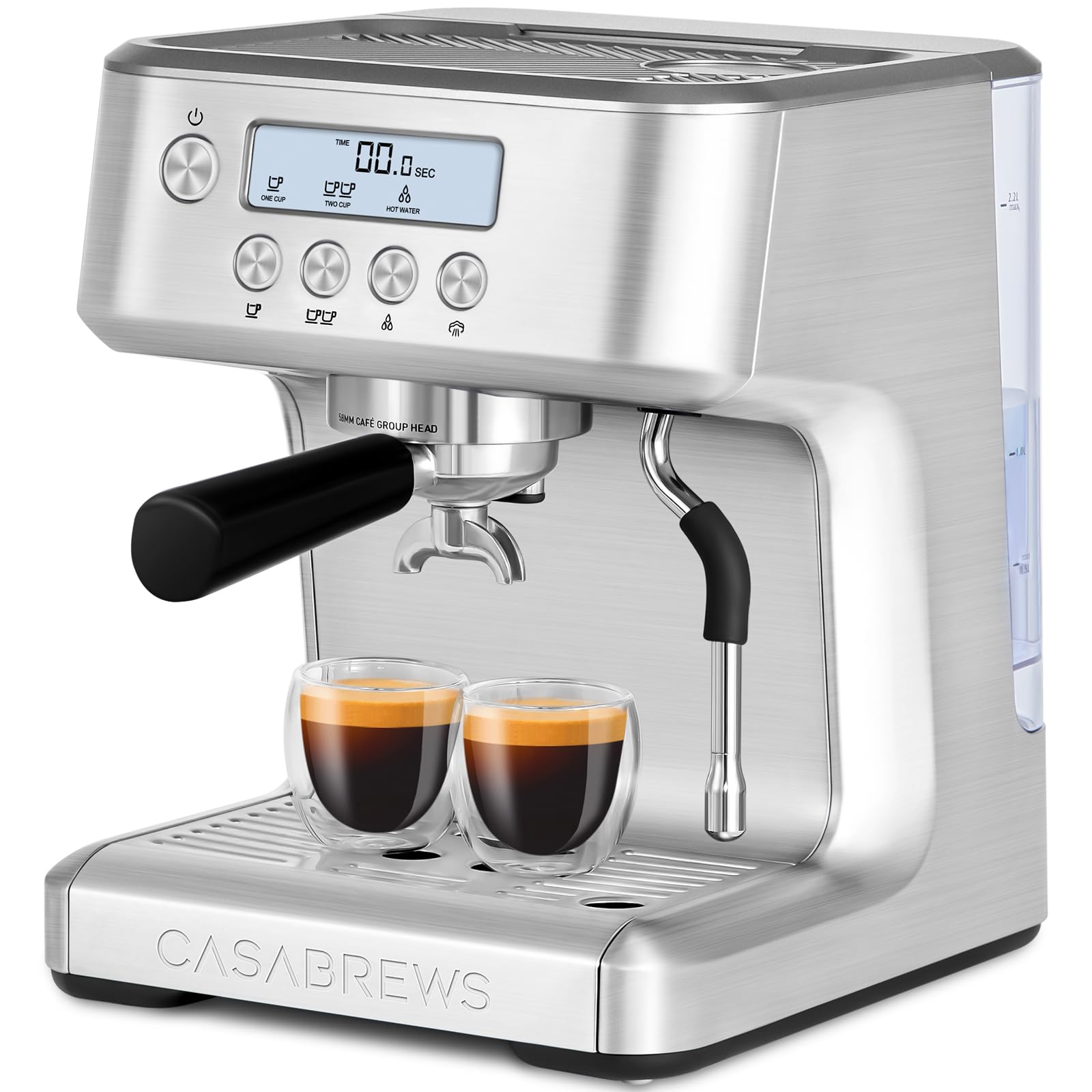 CASABREWS the Ultra Espresso Machine with LCD Display, Powerful Milk Frother and Customizable Brewing Temperature, Provides Barista-Level Lattes and Cappuccinos