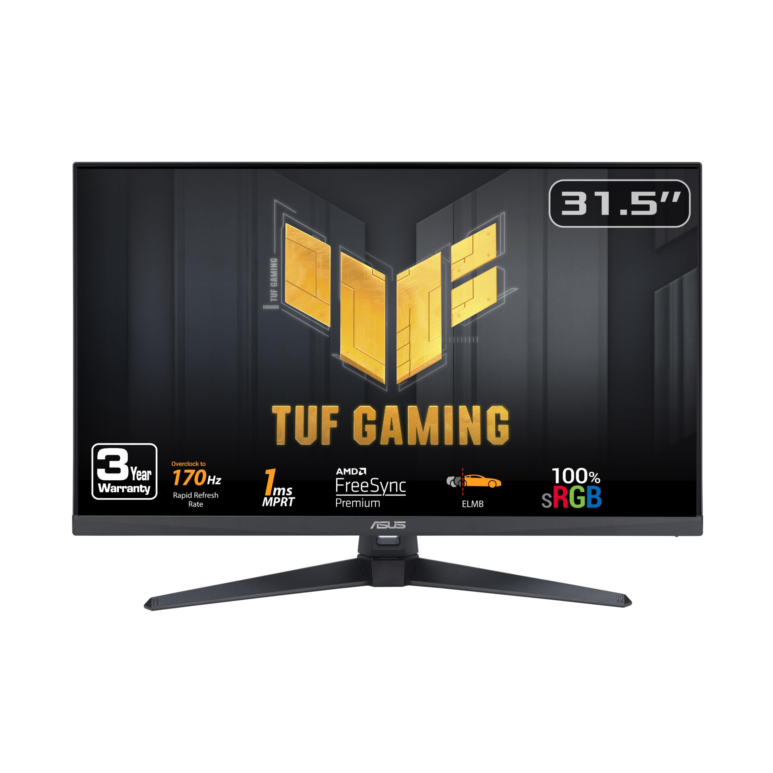 ASUS TUF Gaming 32” (31.5-inch viewable) 1080P Gaming Monitor (VG328QA1A) - Full HD, 170Hz, 1ms, Extreme Low Motion Blur, FreeSync Premium, Eye Care, Shadow Boost, HDMI, Tilt Adjustable,Black