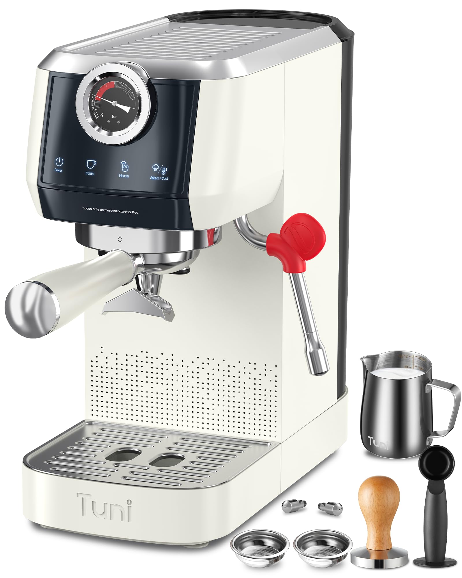 Tuni E2 58mm Espresso Machine 20Bar Espresso Maker, Dual Boiler Coffee Maker with 10mm Steam Milk Frother, Semi-automatic Coffee Machine with UKLA Pump for Espresso,Cappuccino, Gift for Coffee Lover