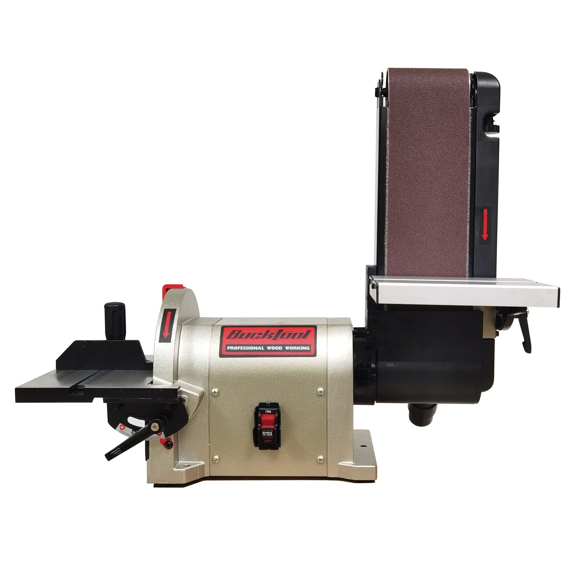 BUCKTOOL Direct Drive Bench Belt and Disc Sander, 4x36 in and 8 in, 3/4HP for Woodworking, 5.0A Benchtop Sander