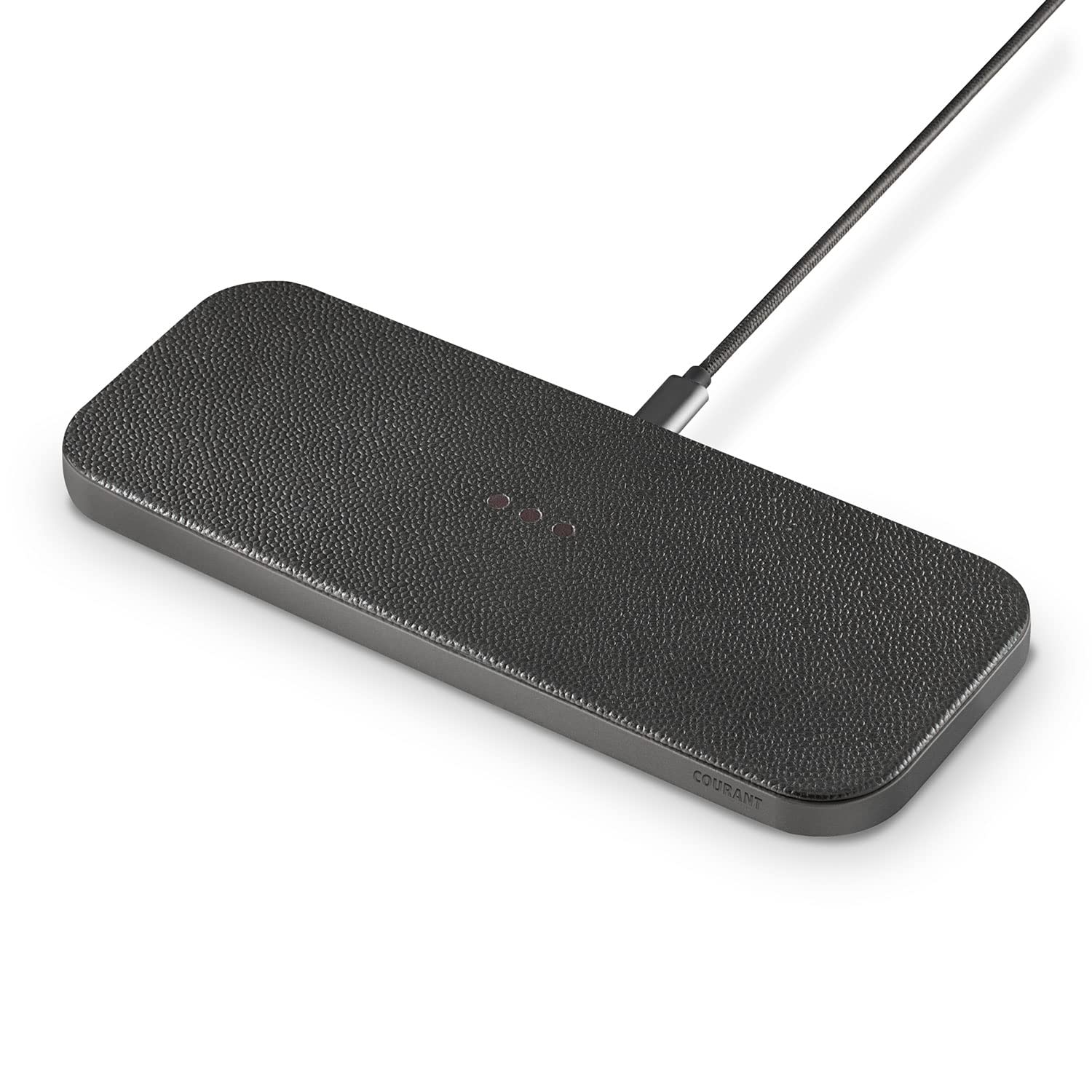 COURANT Catch:2 Classics - Italian Leather Dual Wireless Charging Pad - Compatible with iPhone 11, X, SE, Galaxy S23, S22, S21, S20, Note, AirPods, AirPods Pro (Ash)