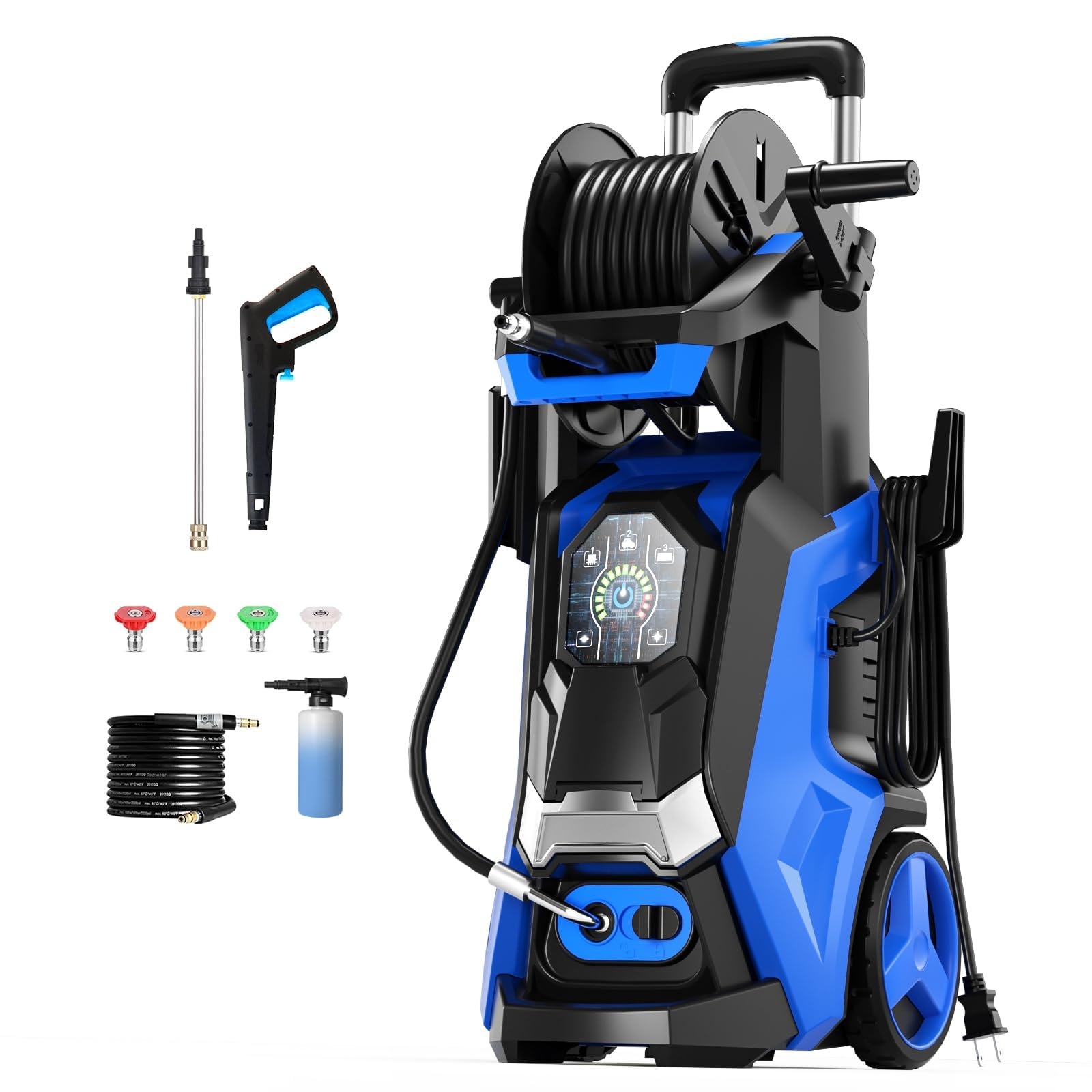 Electric Pressure Washer 5000PSI-Max 3.6GPM Power Washer Touch Screen Adjustable Pressure,4 Nozzles and 500ml Foam Cannon Power Washer Cleaning for Patio