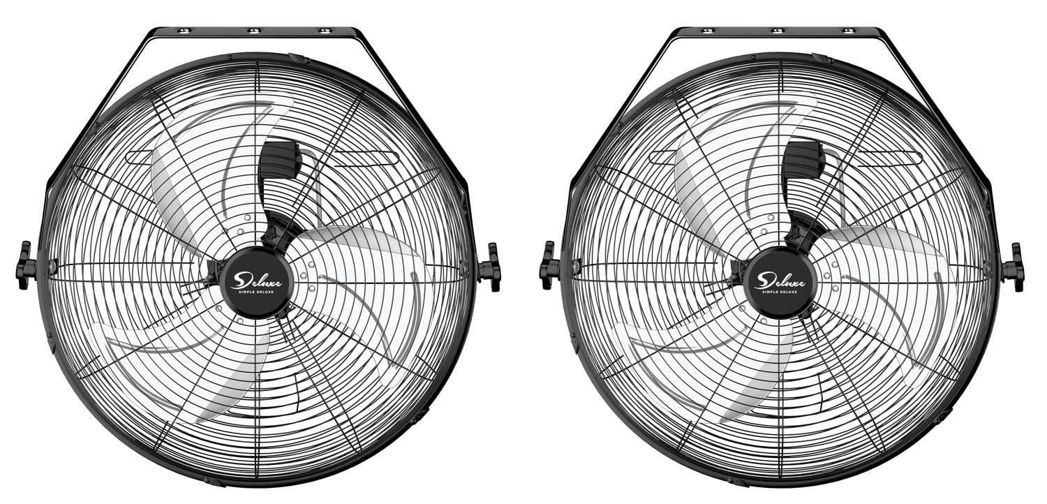 Simple Deluxe 18 Inch Industrial Wall Mount 3 Speed Commercial Ventilation Metal Fan for Warehouse, Greenhouse, Workshop, Patio, Factory and Basement(Black)