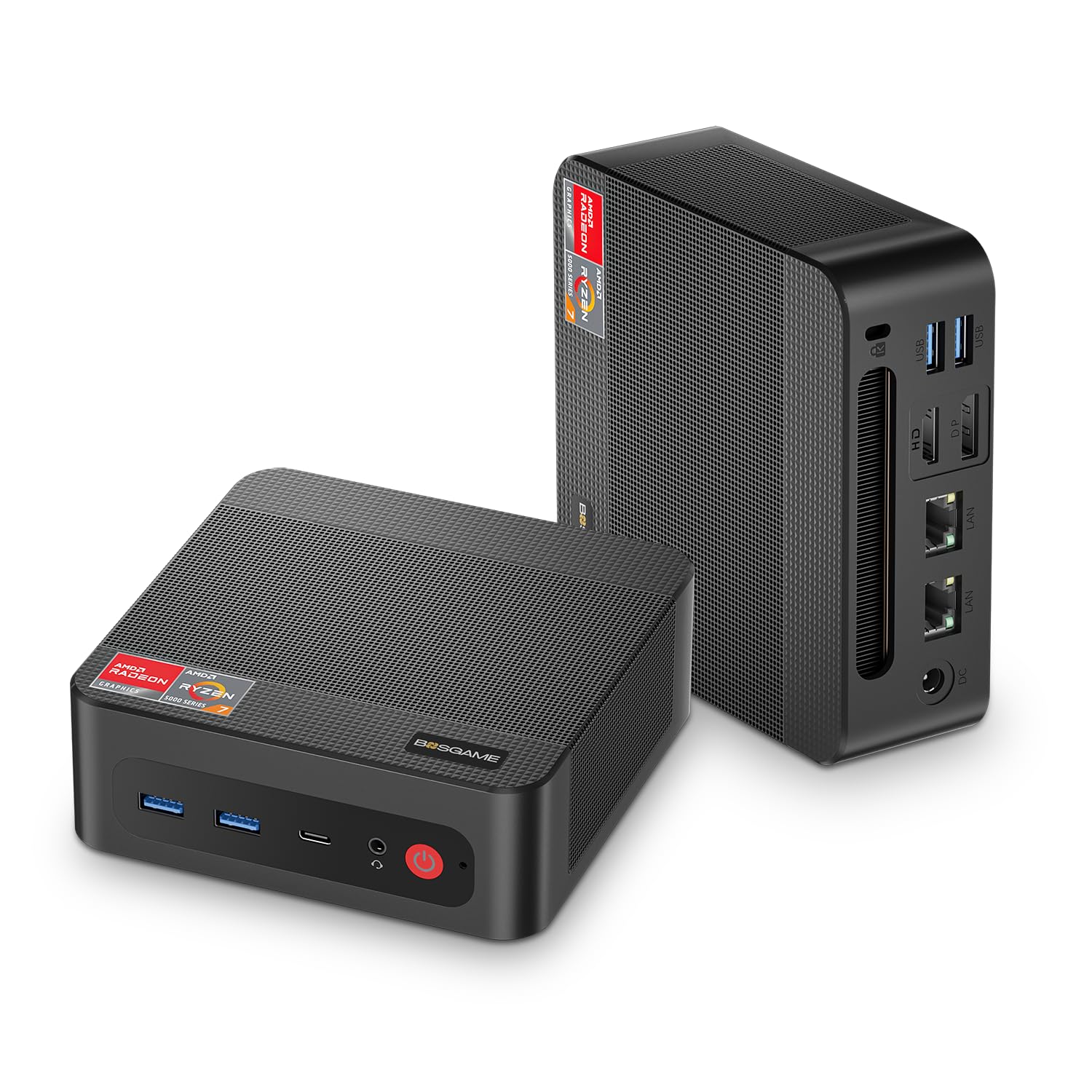 BOSGAME P4 Light Gaming Mini PC Ryzen 7 5700U 32GB RAM 1TB SSD Winodws 11 Pro Triple 4K 60HZ Displays Desktop Computers, Support PS3 Emulator Micro PC, HDMI+DP+Type-C, WiFi 6E, BT5.2, Dual 2.5GbE LAN