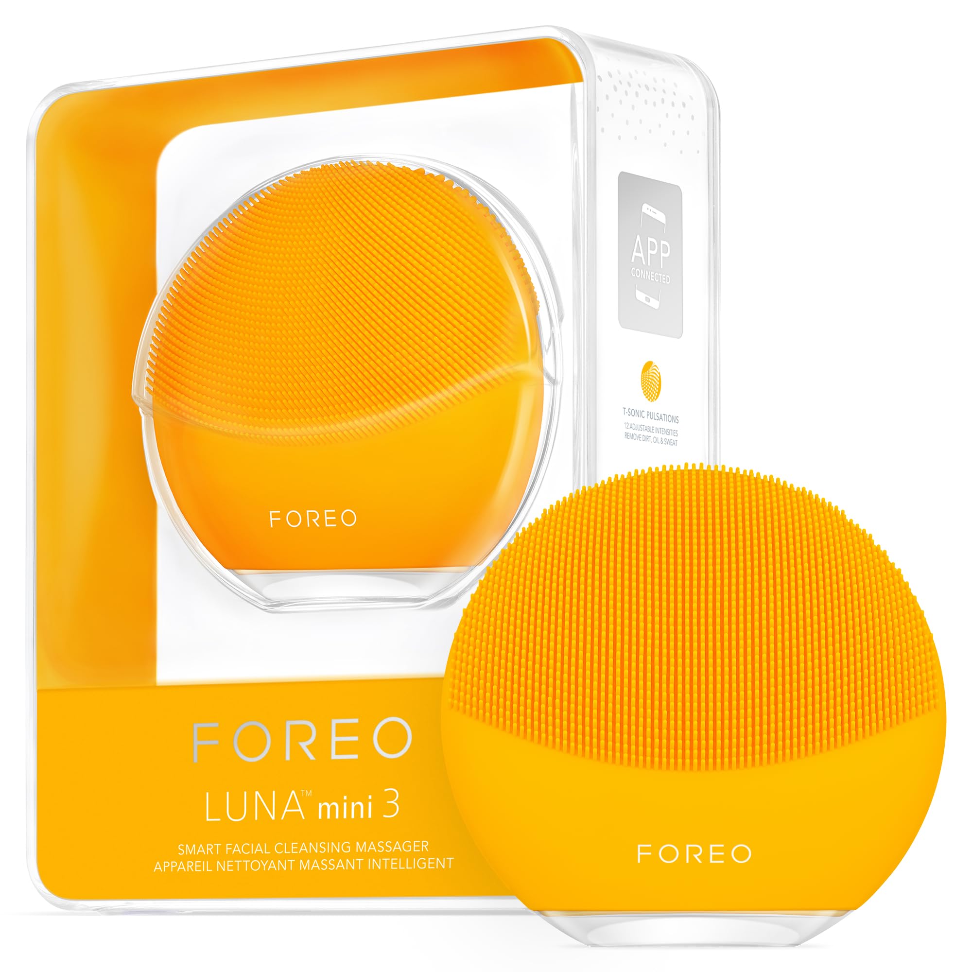 FOREO LUNA mini 3 Ultra-hygienic Facial Cleansing Brush - All Skin Types - Face Massager for Clean & Healthy Face Care - Extra Absorption of Facial Skin Care Products - Waterproof - Sunflower Yellow