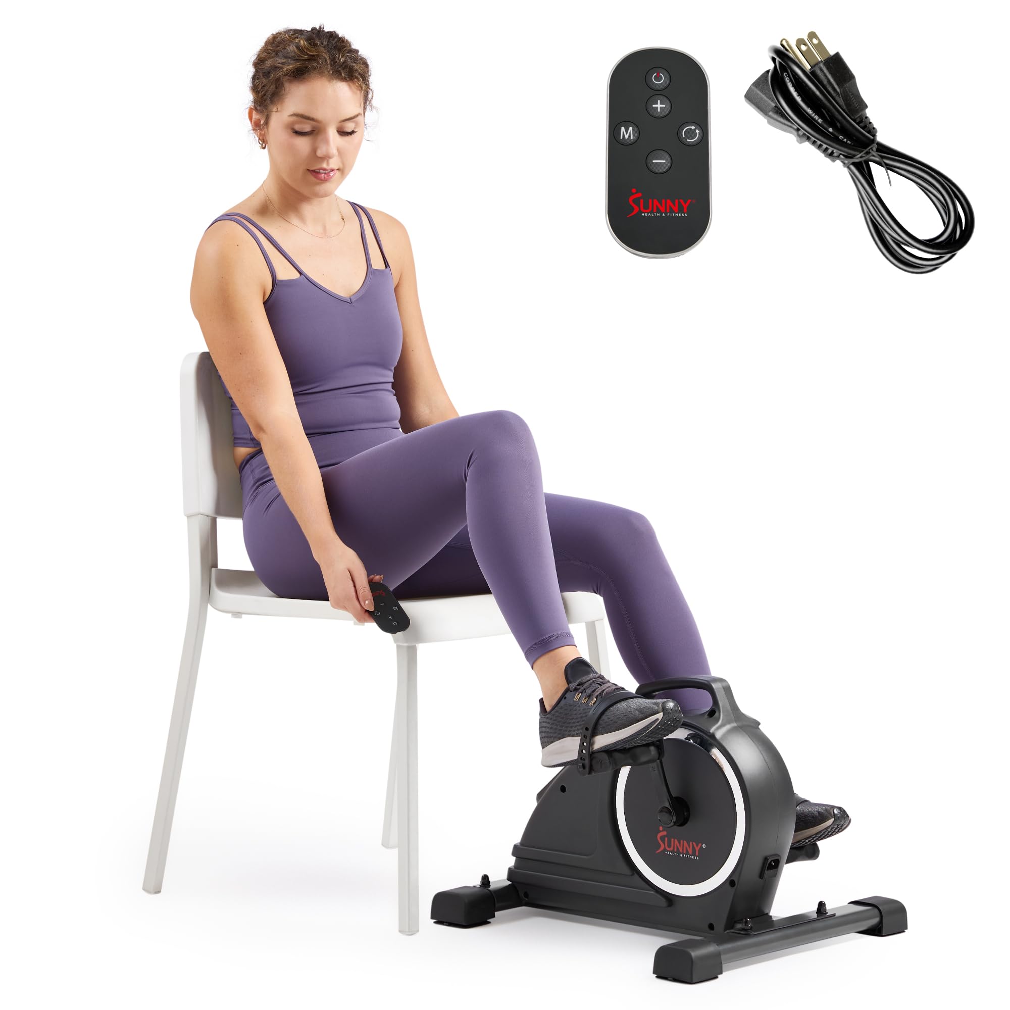 Sunny Health & Fitness Dual Function Smart Motorized Mini Bike Trainer, Under Desk Exercise Machine for Senior Training, Arm/Leg Cardio Cycle Workout, Free SunnyFit App Bluetooth Link-SF-B020029SMART