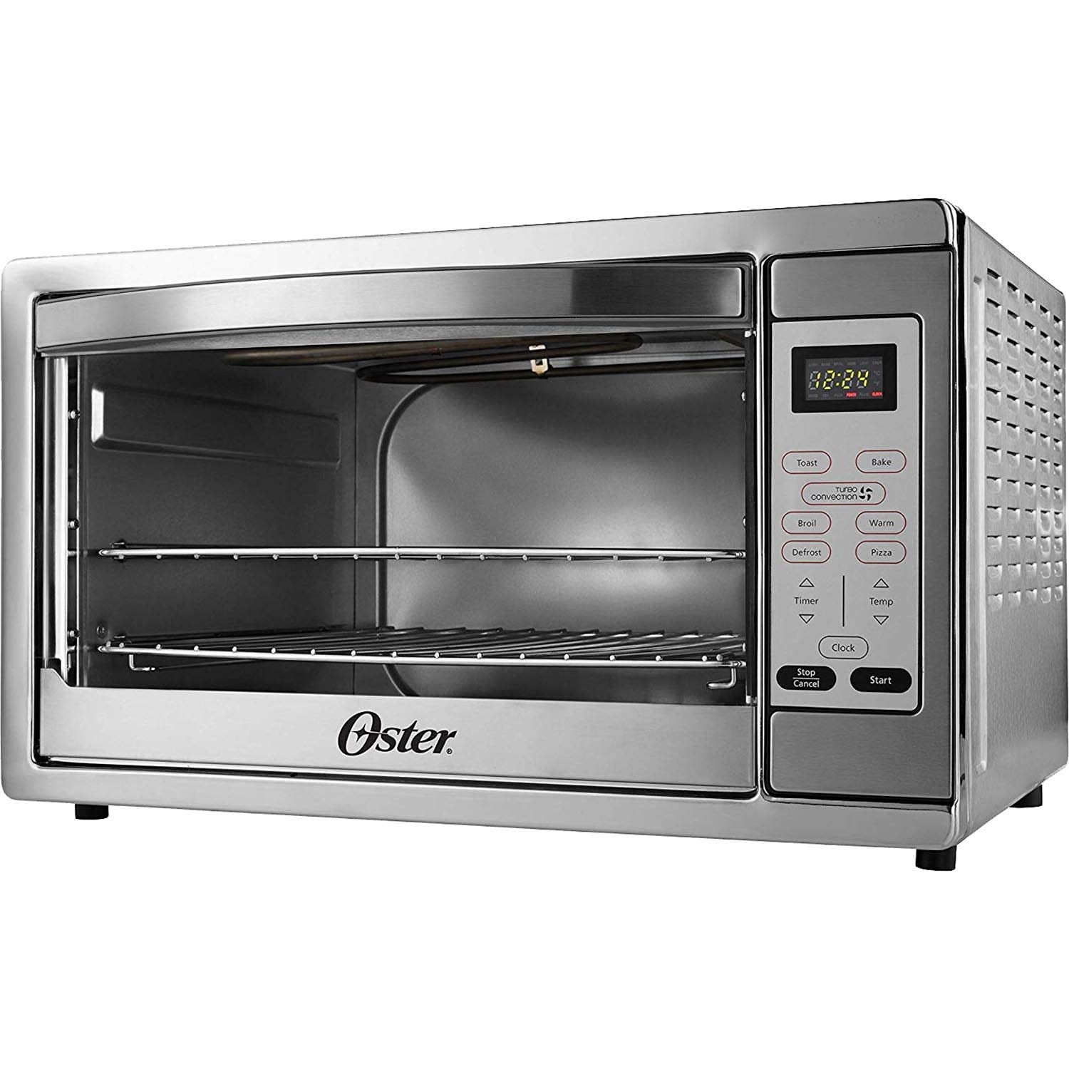 Oster Toaster Oven, 7-in-1 Countertop Toaster Oven, 10.5" x 13" Fits 2 Large Pizzas, Stainless Steel