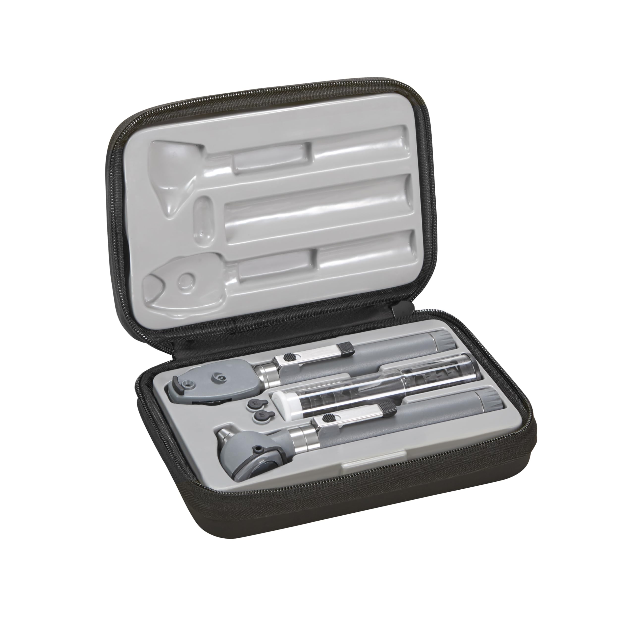 ADC Otoscope/Ophthalmoscope Diagnostic Set, Pocket Size, LED Lamp, 2.5V, Hard Case, Diagnostix 5110NLG, Gray