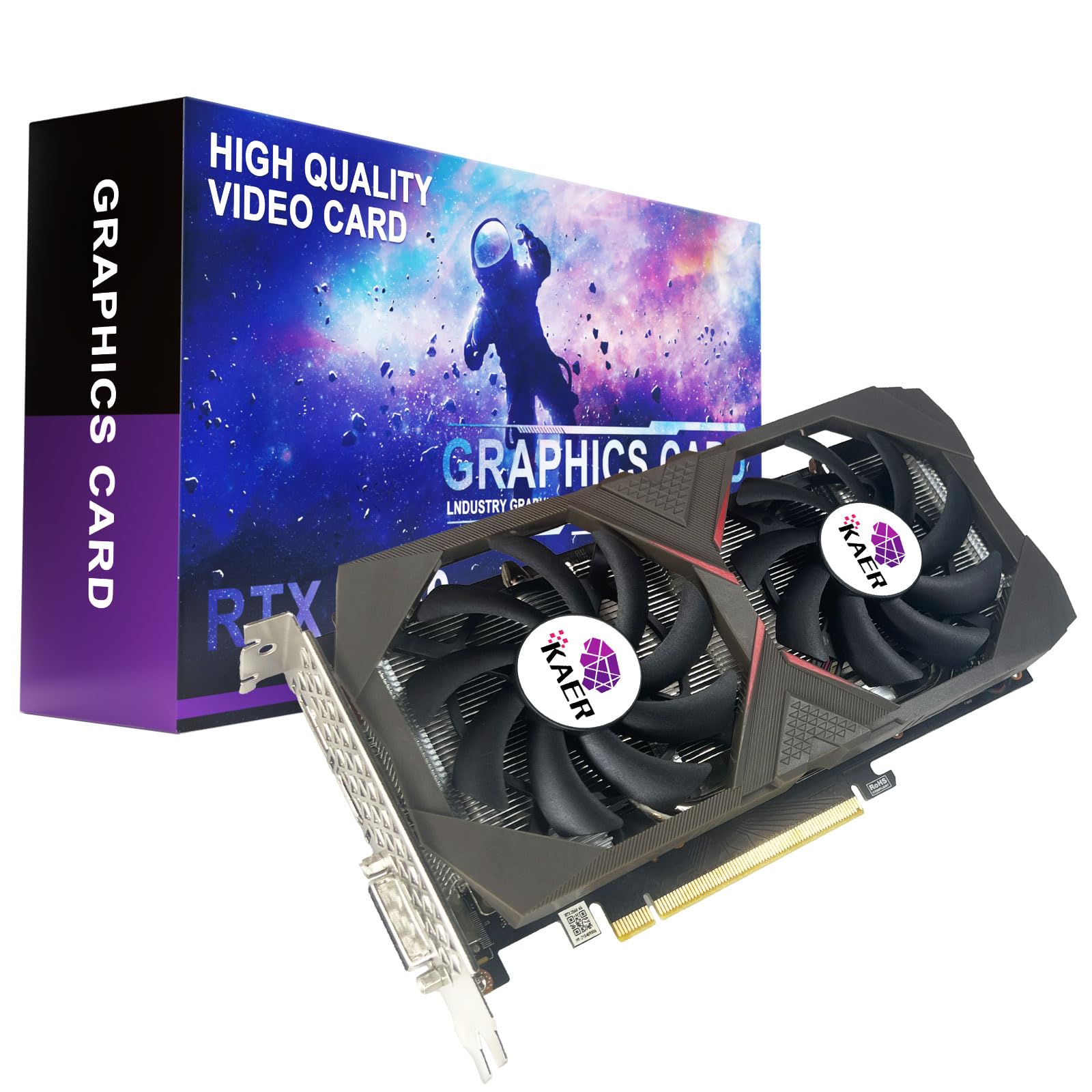 KAER Gaming GeForce RTX 2060 6GB GDRR6 192-Bit HDMI/DP/DVI 1680MHz Dual Fans ray-tracing Graphics Card