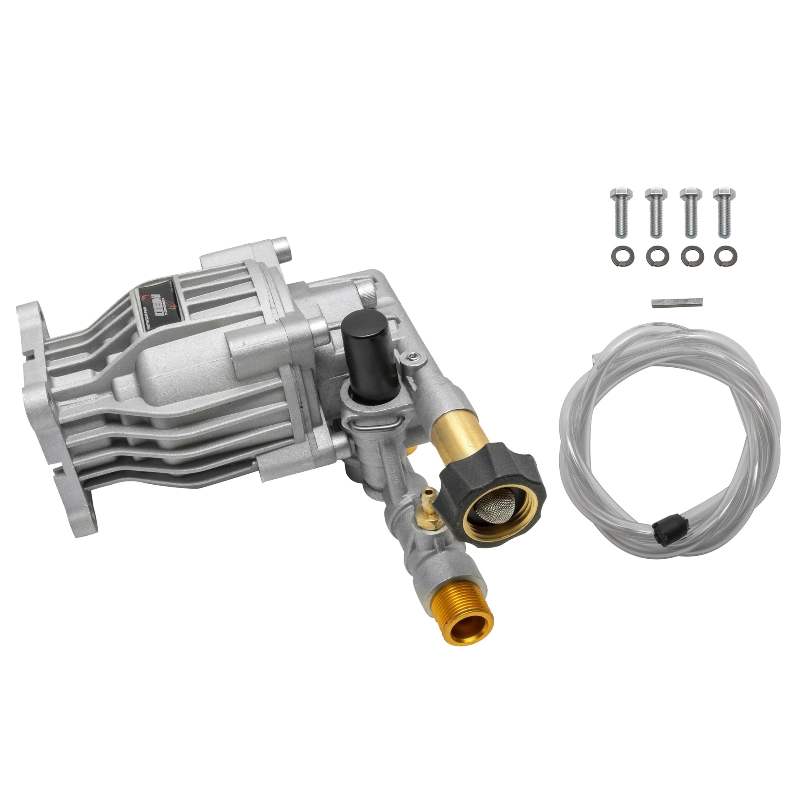 OEM Technologies 90028 Horizontal Axial Cam Replacement Pressure Washer Pump Kit, 3300 PSI, 2.4 GPM, 3/4" Shaft, Includes Hardware and Siphon Tube, for Residential and Industrial Gas Powered Machines, Silver
