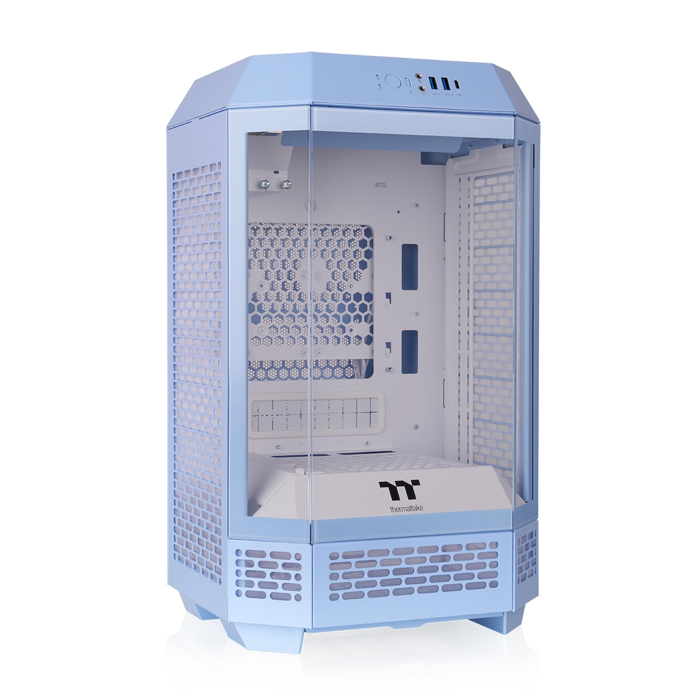 Thermaltake Tower 250 Hydrangea Blue Mini-ITX Mini Tower; 2x120mm CT Fans Included; 360mm Radiator Support; 360mm GPU Clearance; Dual Chamber; CA-1Z9-00SFWN-00
