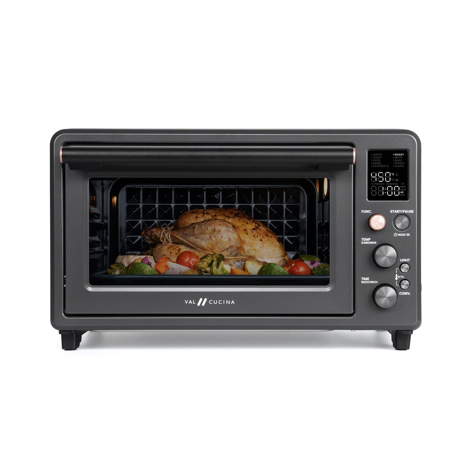 VAL CUCINA Infrared Heating Air Fryer Toaster Oven Combo, with Non-toxic Enamel-coated Interior, Extra Large Countertop Convection Oven 10-in-1 Combo, 6-Slice Toast, Enamel Baking Pan Easy Clean