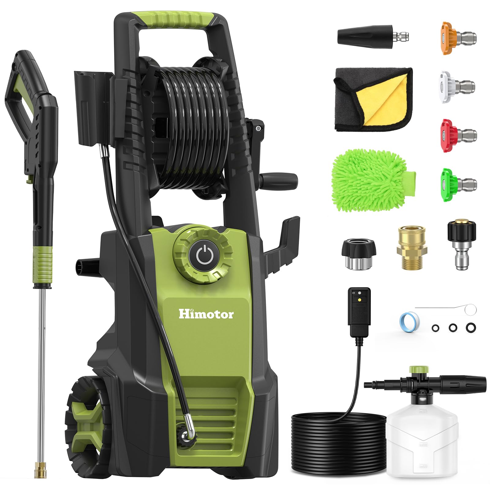 Pressure Washer with Adjustable PSI Switch, 4500PSI Max 3.0 GPM Electric Power Washer with 5 Nozzles & 500ml Foam Cannon, Portable High Pressure Washer for Cars, Fences, Patios and Driveway Cleaning