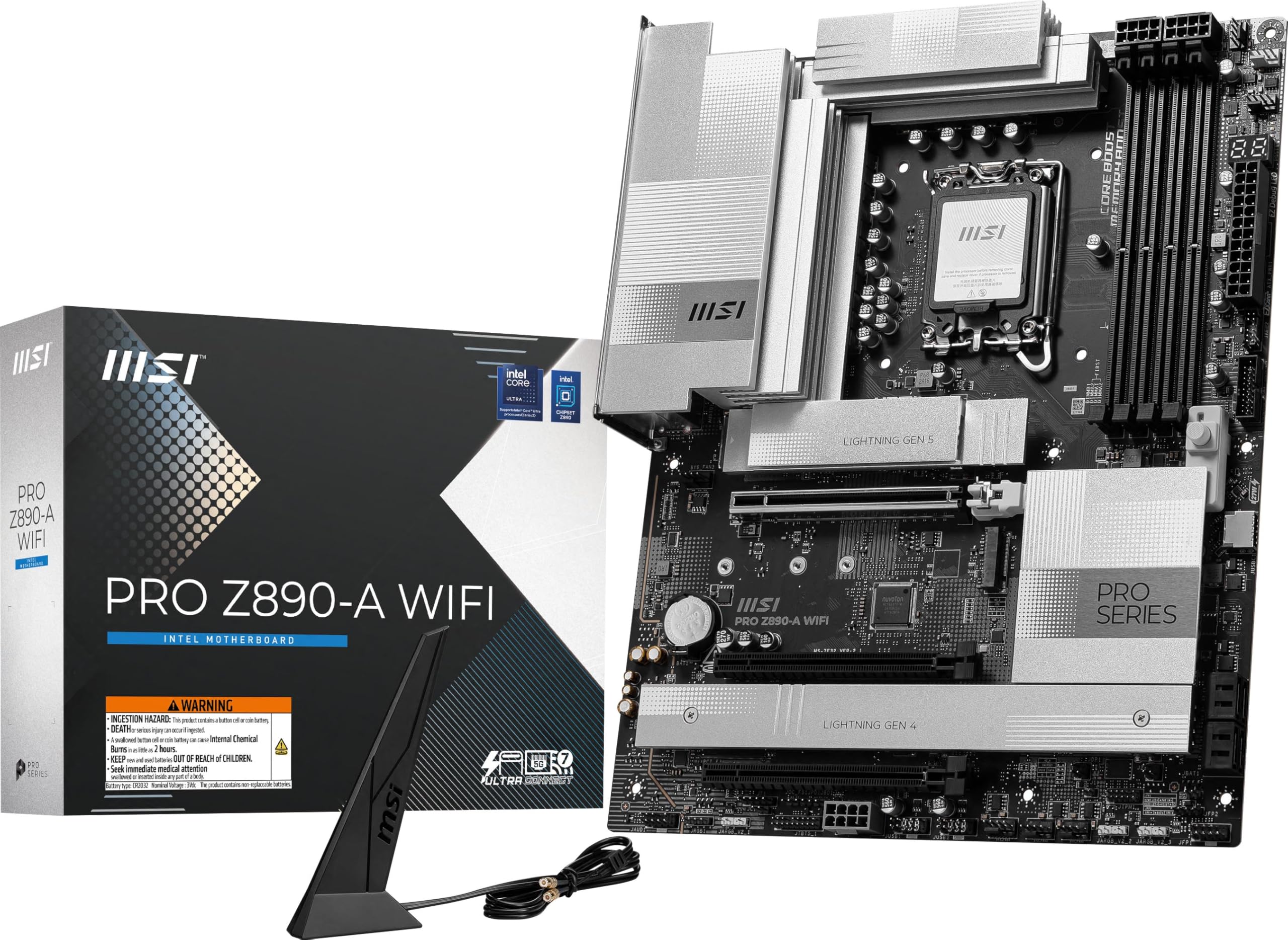 MSI PRO Z890-A WiFi ProSeries Motherboard (Supports Core Ultra Series 2 Intel Processors, LGA 1851, DDR5, PCIe 5.0, M.2, SATA, 5Gbps LAN, USB Type-C, Wi-Fi 7, Bluetooth 5.4, Thunderbolt 4, ATX)