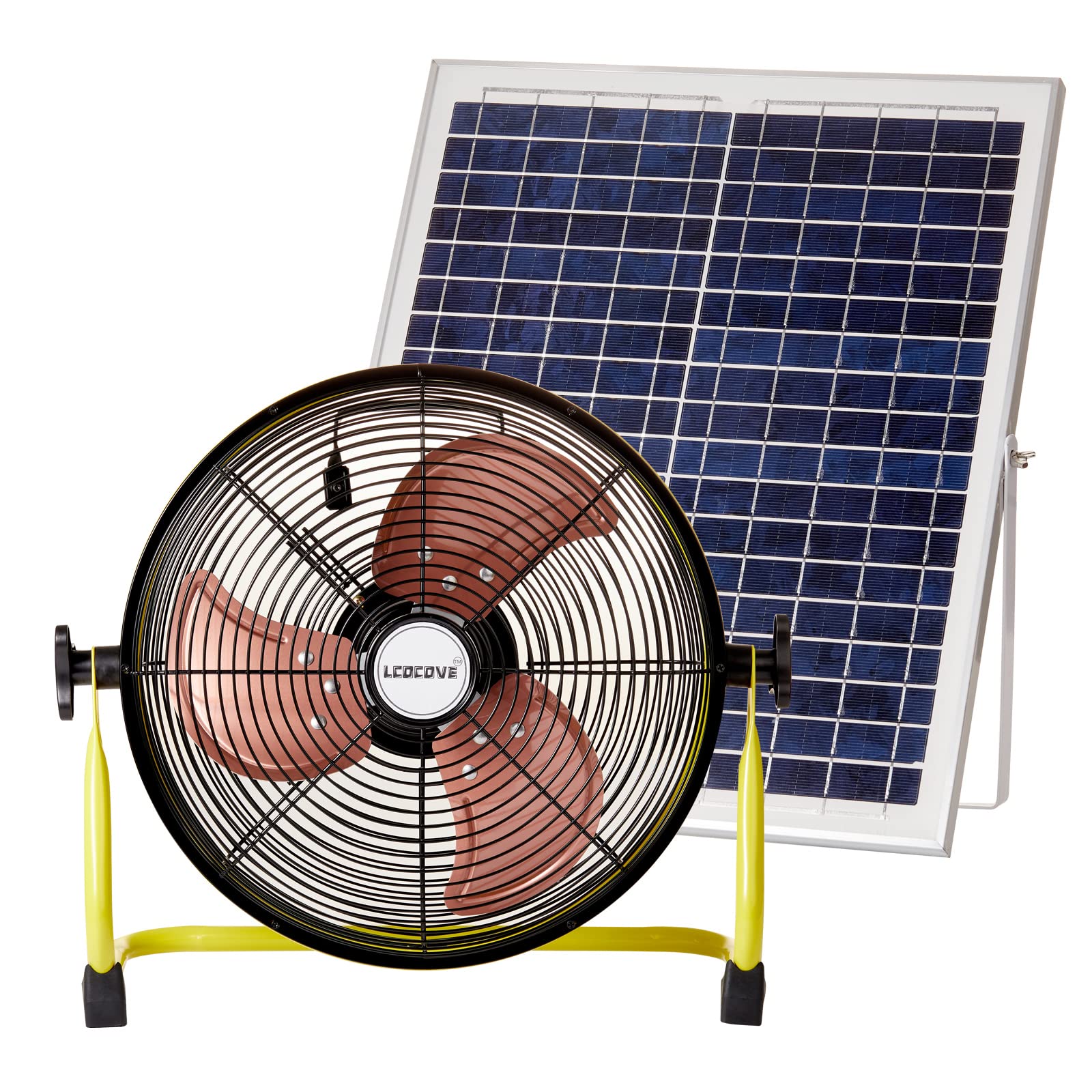 lcocove Solar Powered Fan, Battery Operated Outdoor Fan Can Running 5-24 Hours, Solar Fans For Shed,Home，Ouside,Camping，Solar fan with USB Output For Emergency Situation Without Electric