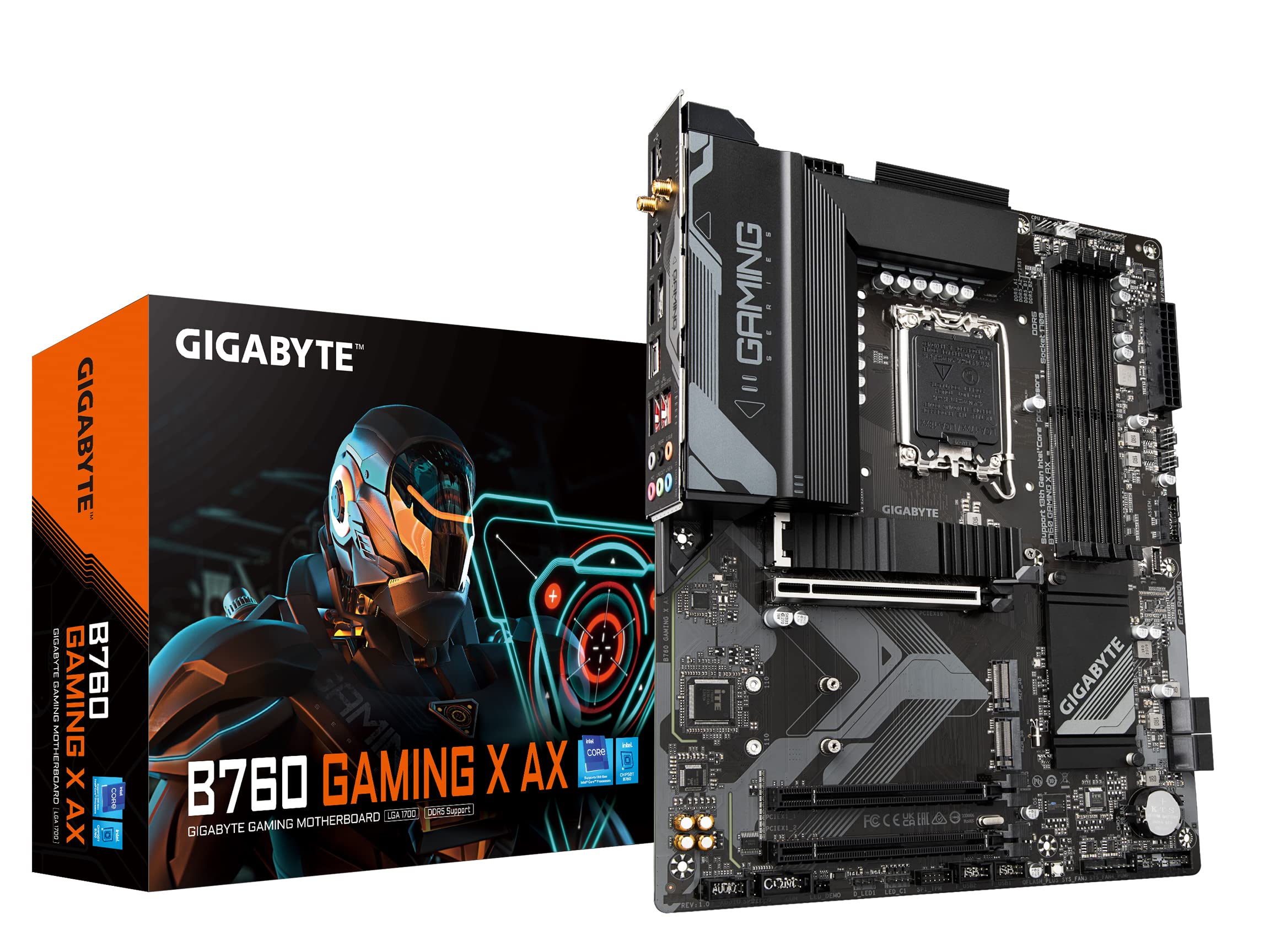 GIGABYTE B760 Gaming X AX (LGA 1700/ Intel/ B760/ ATX/DDR5/ M.2/ PCIe 4.0/ USB 3.2 Gen2X2 Type-C/AMD WiFi 6E/ 2.5GbE LAN/Q-Flash Plus/PCIe EZ-Latch/Motherboard)
