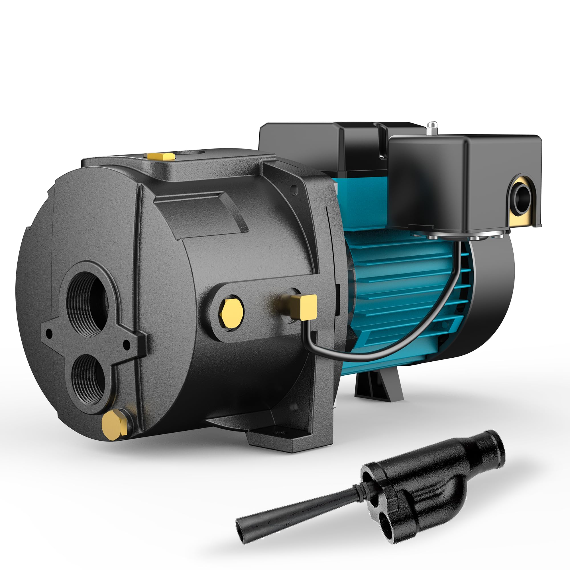 BOMGIE 1HP Shallow/Deep Well Jet Pump with Ejector Kit, 115V/230V Durable Cast Iron Pump, Well Depth up to 50 ft, Automatic Pressure Switch, for Farm, Lawn, Garden
