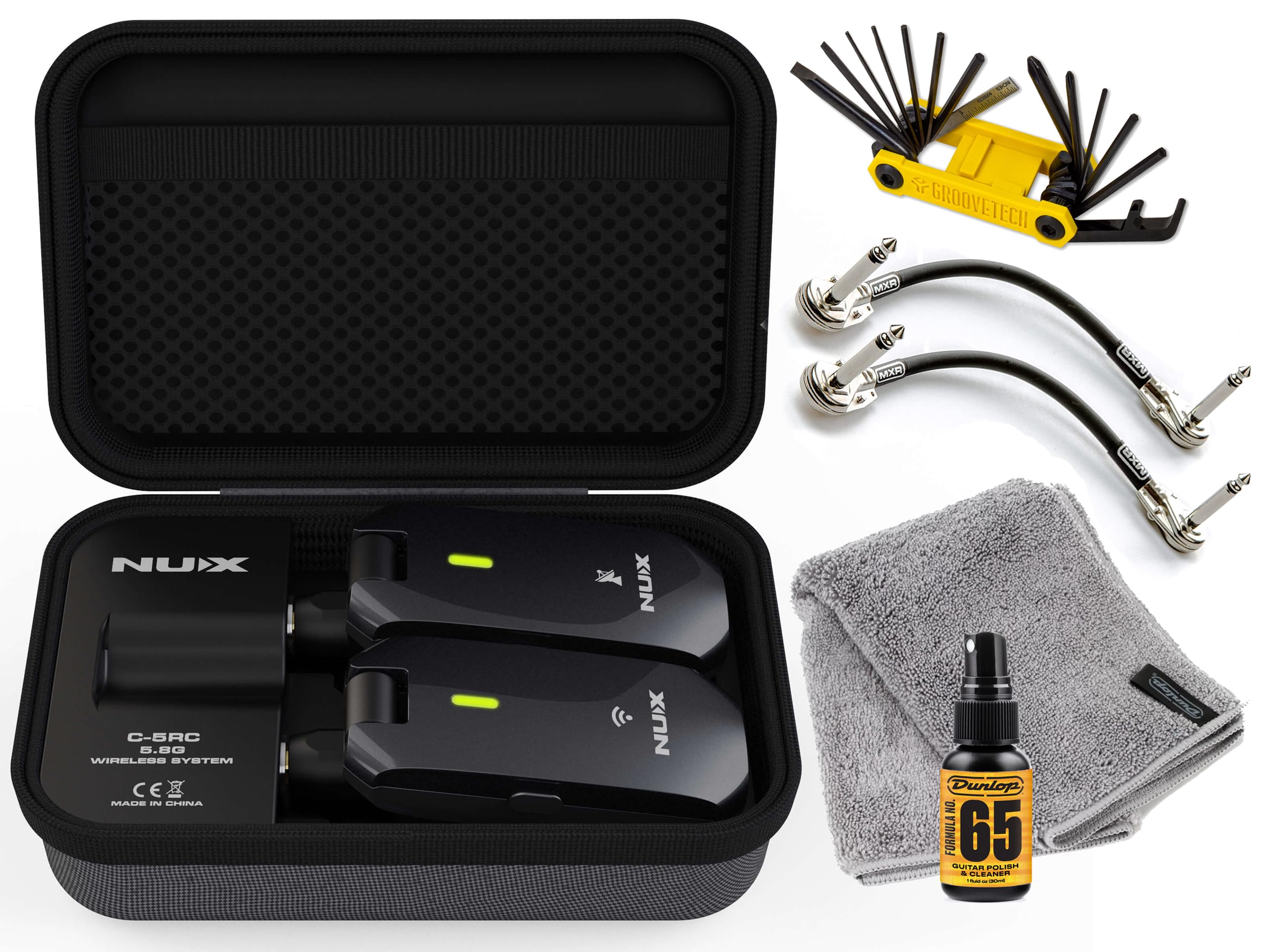 Tonebird NUX C-5RC Wireless Guitar System 5.8GHz Transmitter and Receiver Auto Match, Charging Case Bundle