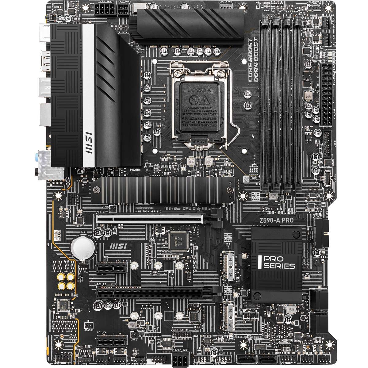MSI Z590-A PRO ProSeries Motherboard (ATX, 11th/10th Gen Intel Core, LGA 1200 Socket, DDR4, PCIe 4, M.2 Slots, USB 3.2 Gen 2, 2.5G LAN, DP/HDMI)
