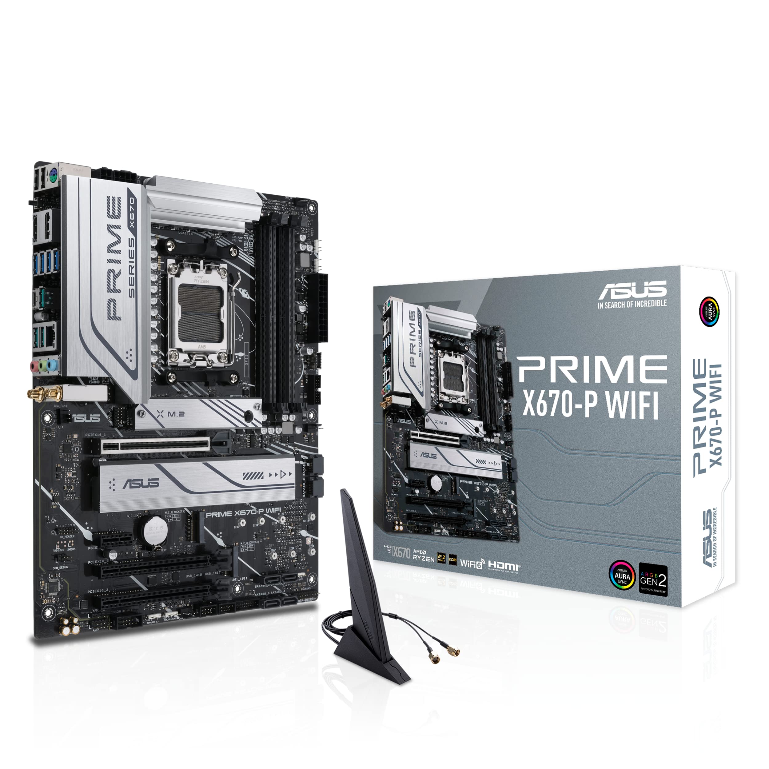 ASUS Prime X670-P WiFi AMD X670 AM5 Ryzen™ Desktop 9000 8000 & 7000 ATX Motherboard with Three M.2 Slots, DDR5, USB 3.2 Gen 2x2 Type-C®, USB4® Support, WiFi 6 and 2.5Gb Ethernet