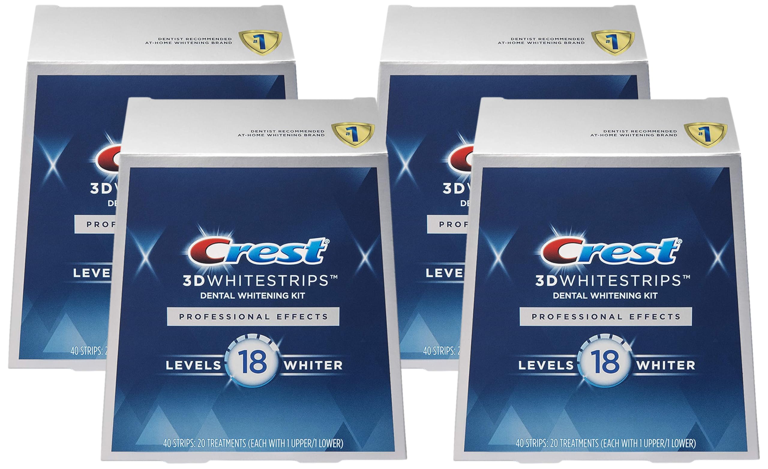 Crest 3D White Professional Effects Whitestrips Teeth Whitening Strips Kit (Pack of 4)
